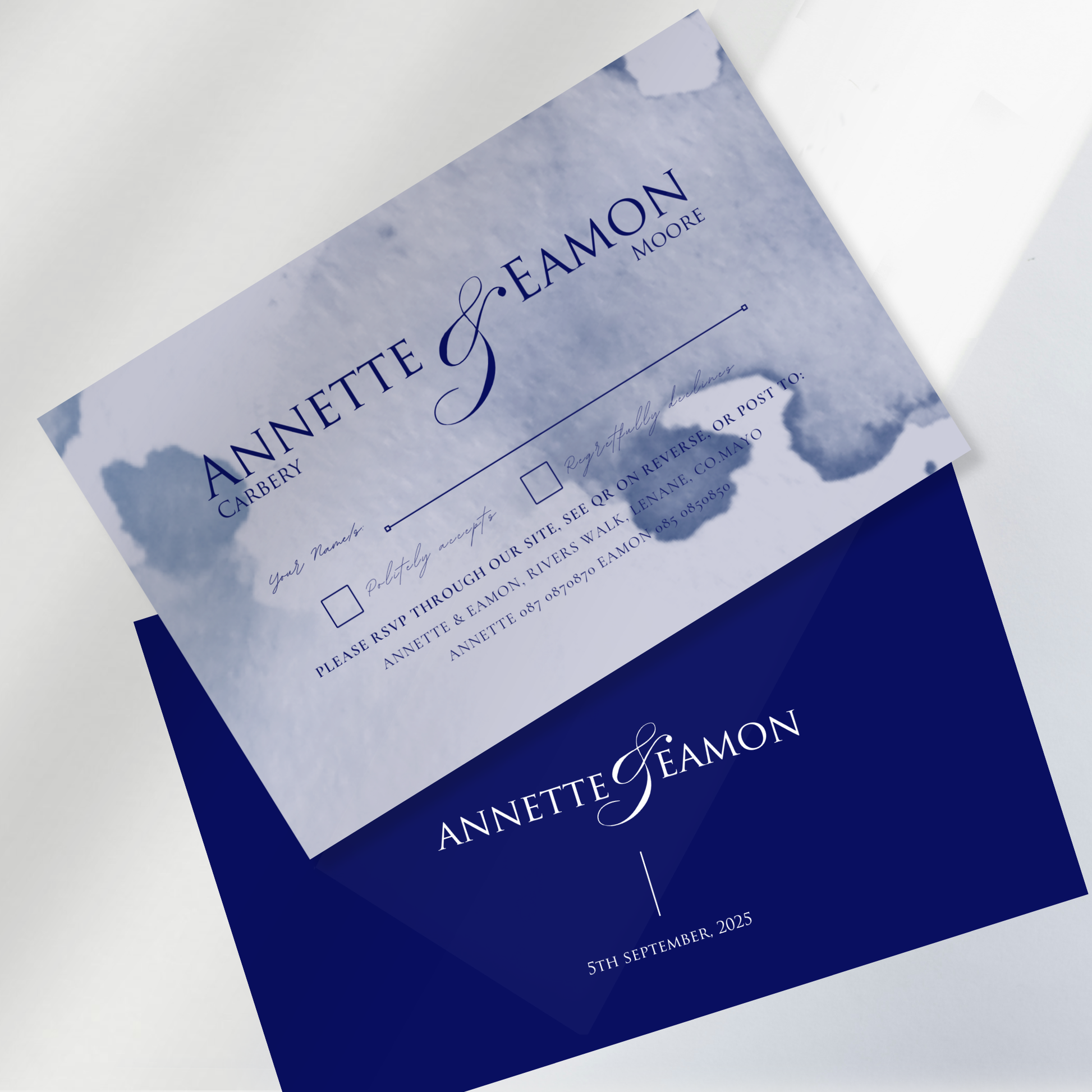 Seaside Mist Watercolour Wedding Invitation Suite (Print-Ready PDF Files)