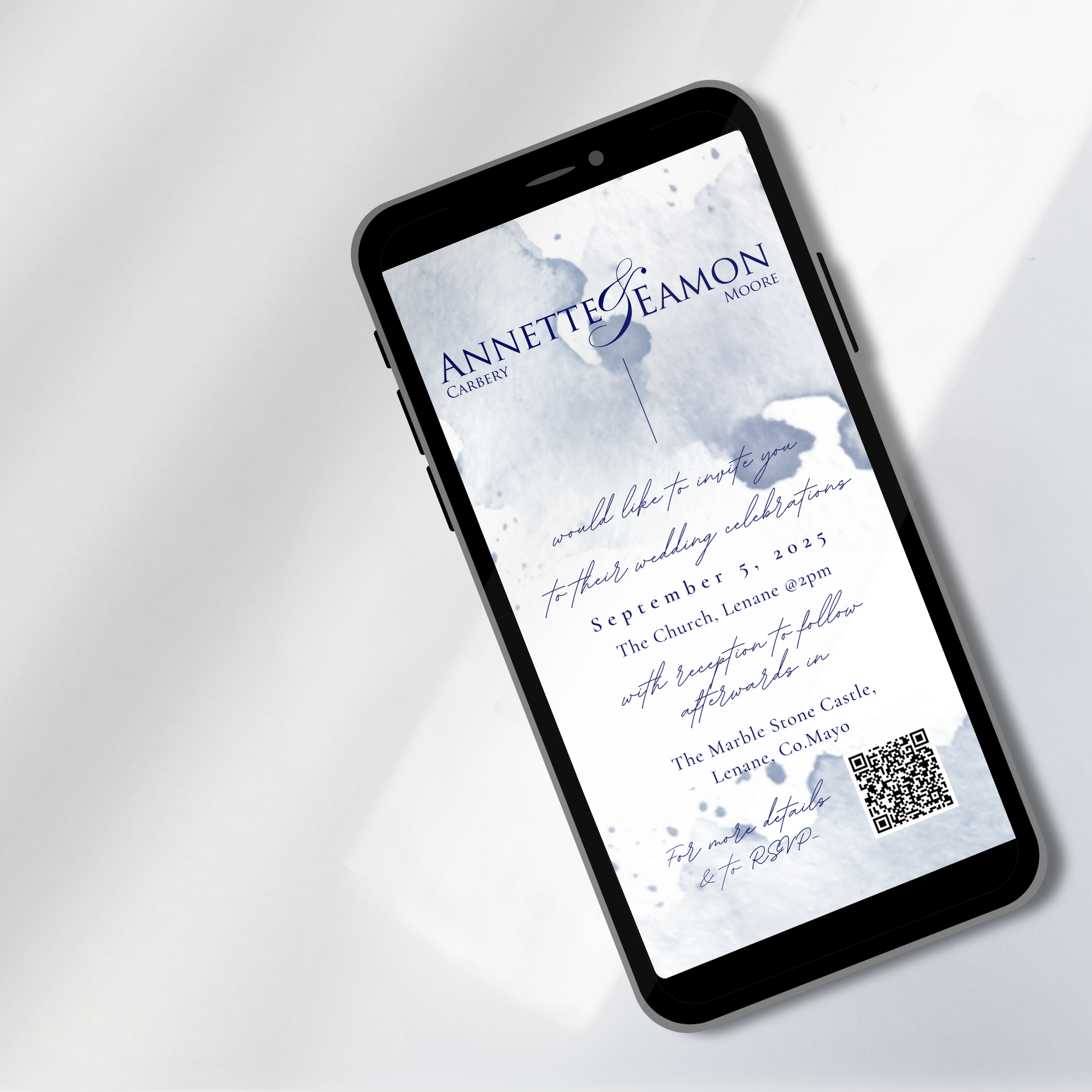 Seaside Mist Watercolour Wedding Invitation Suite (Editable Canva Templates)