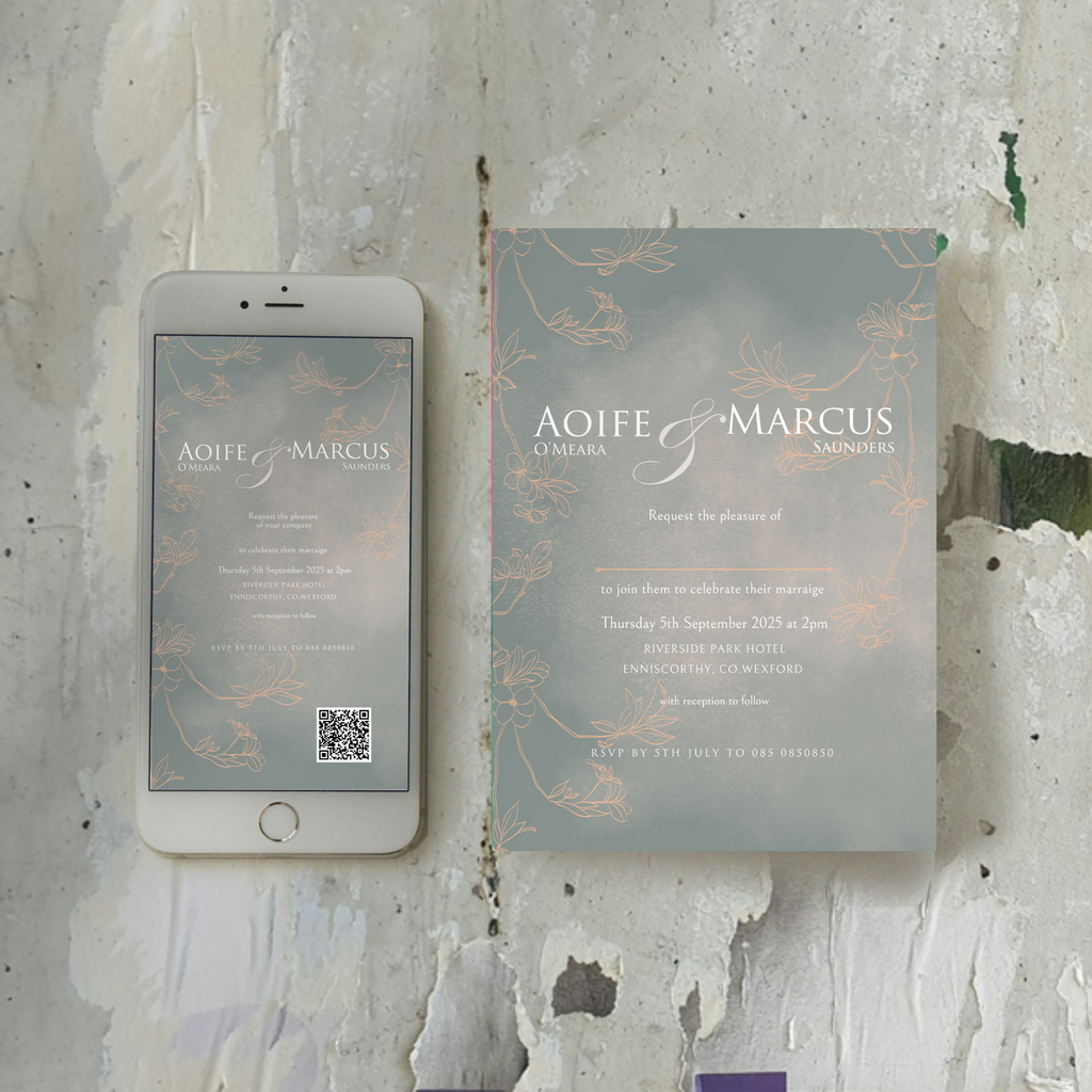 Sage Bloom Botanical Wedding Invitation Suite – Canva Template