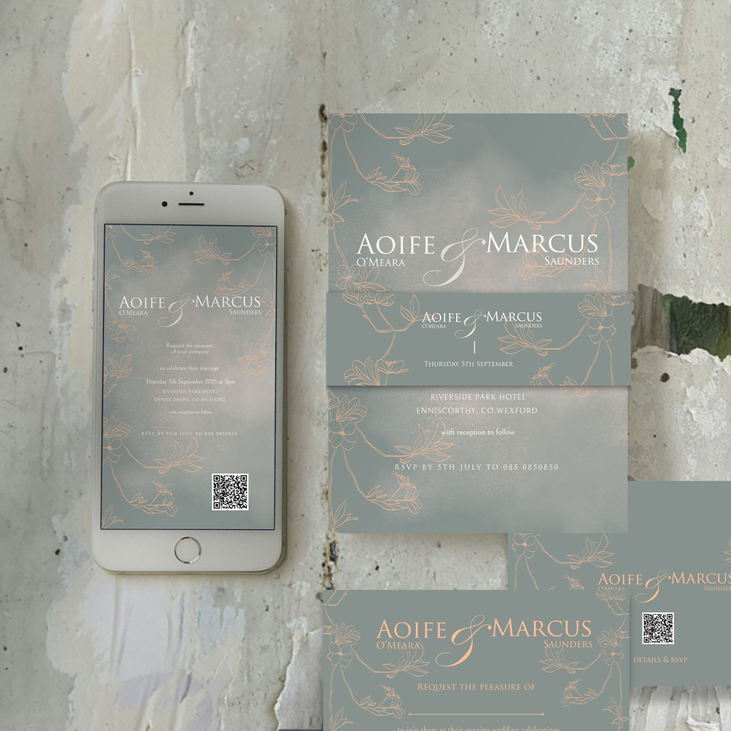 Sage Bloom Botanical Wedding Invitation Suite – Canva Template