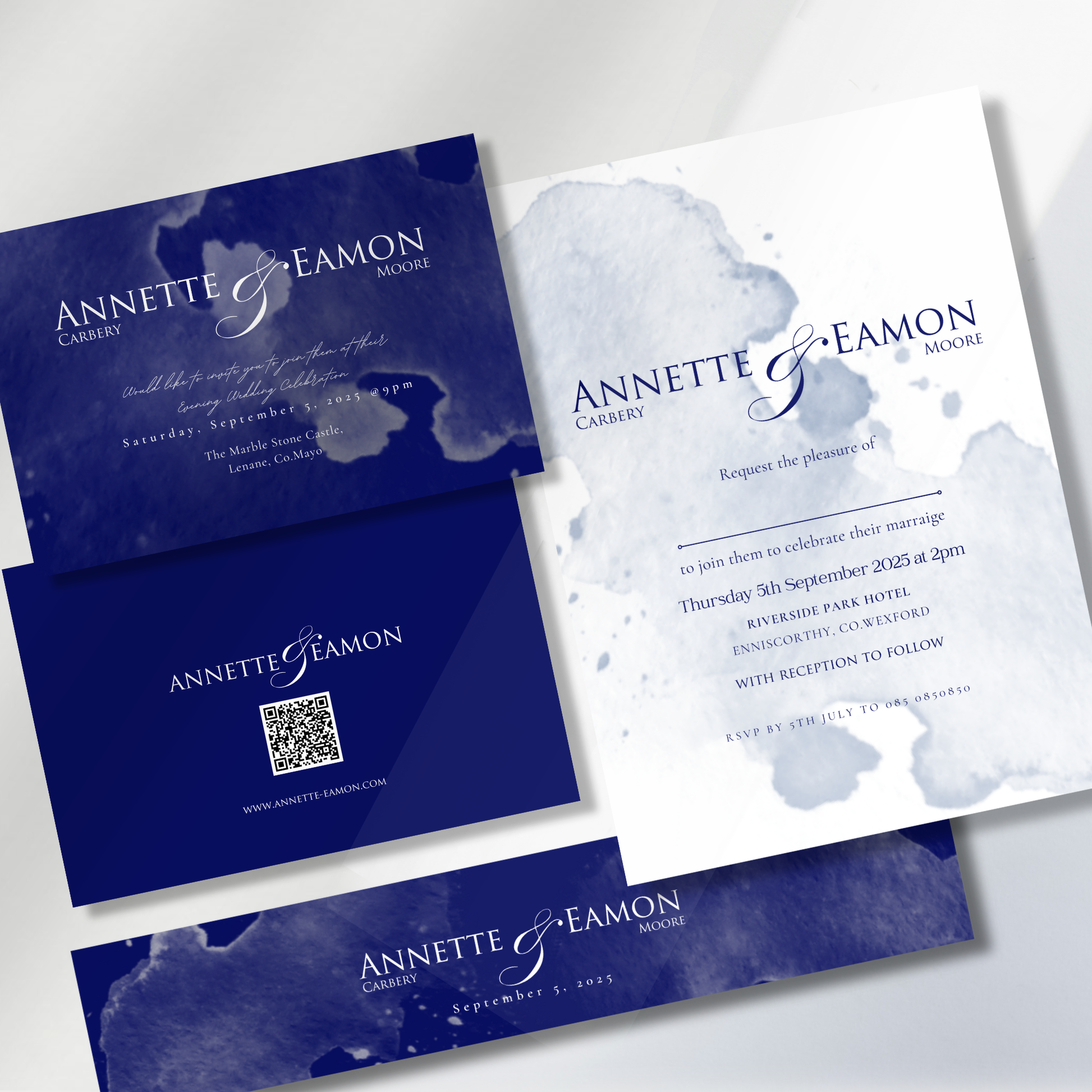 Seaside Mist Watercolour Wedding Invitation Suite (Editable Canva Templates)