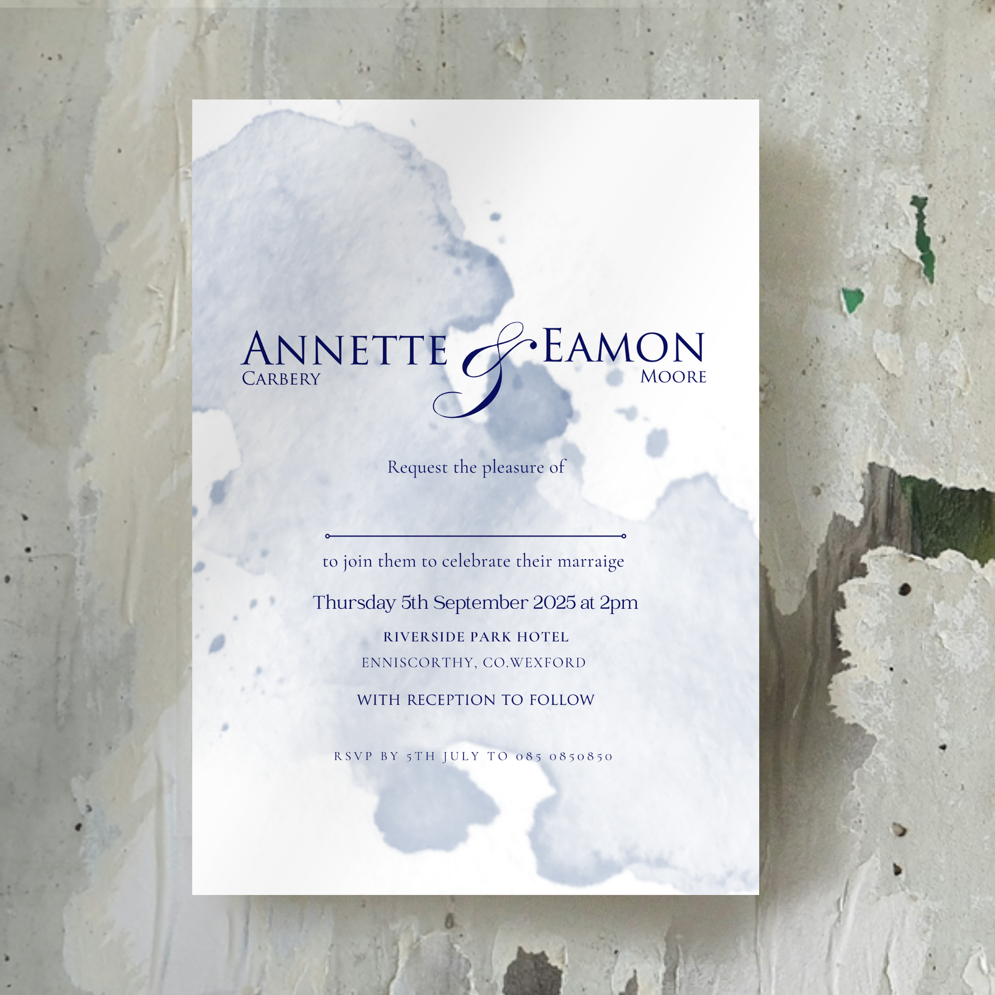 Seaside Mist Watercolour Wedding Invitation Suite (Print-Ready PDF Files)