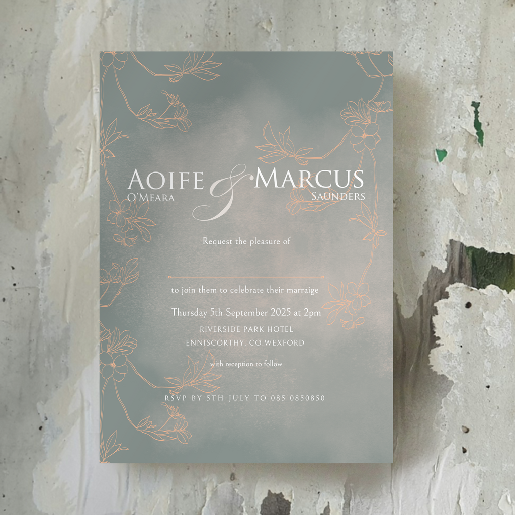 Sage Bloom Botanical Wedding Invitation Suite (Print-Ready PDF Files)