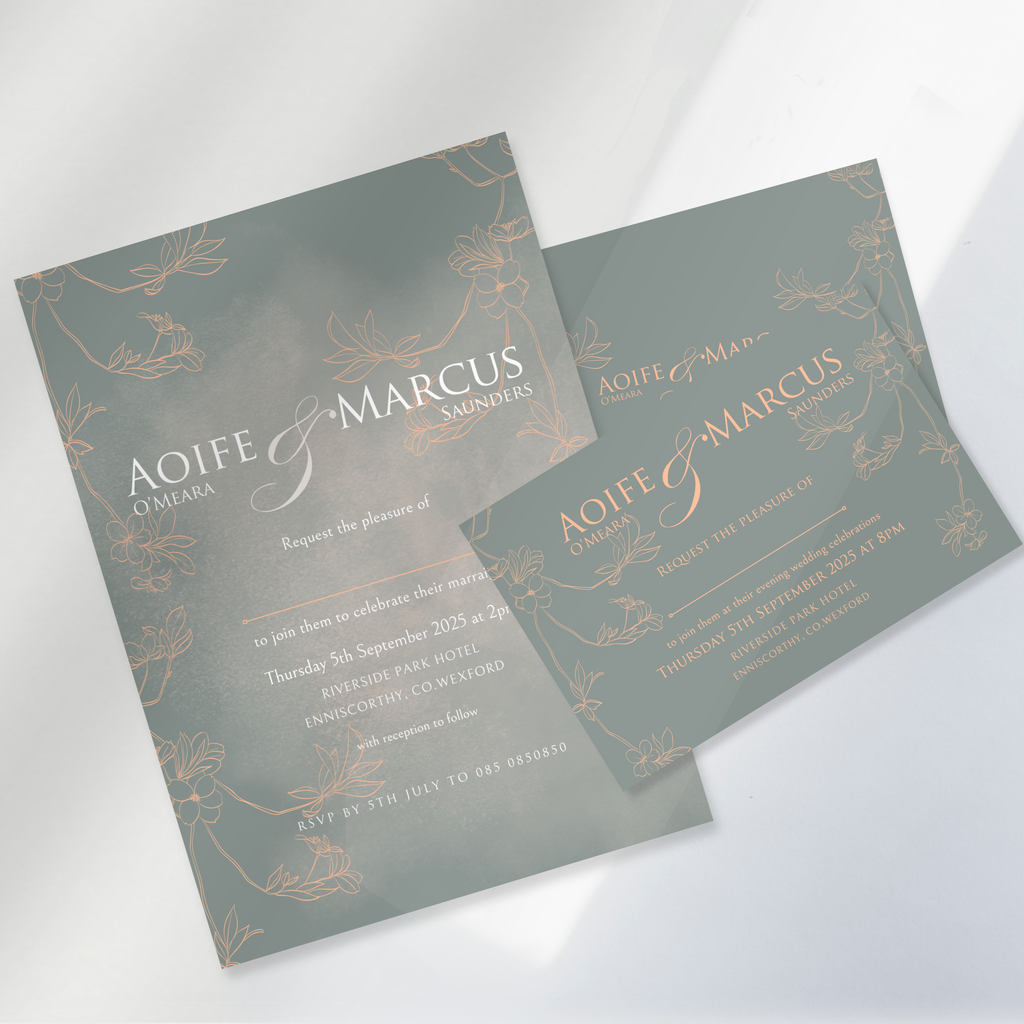 Sage Bloom Botanical Wedding Invitation Suite (Print-Ready PDF Files)
