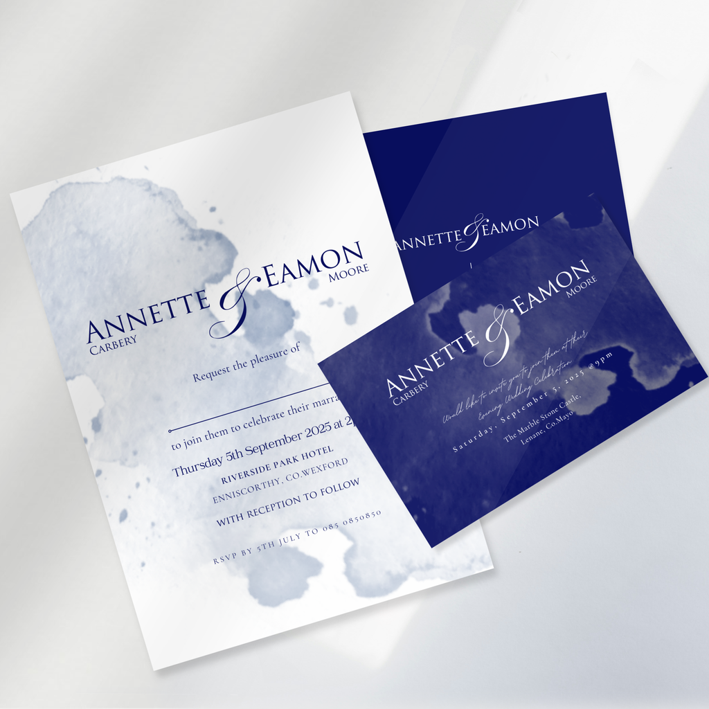 Seaside Mist Watercolour Wedding Invitation Suite (Print-Ready PDF Files)