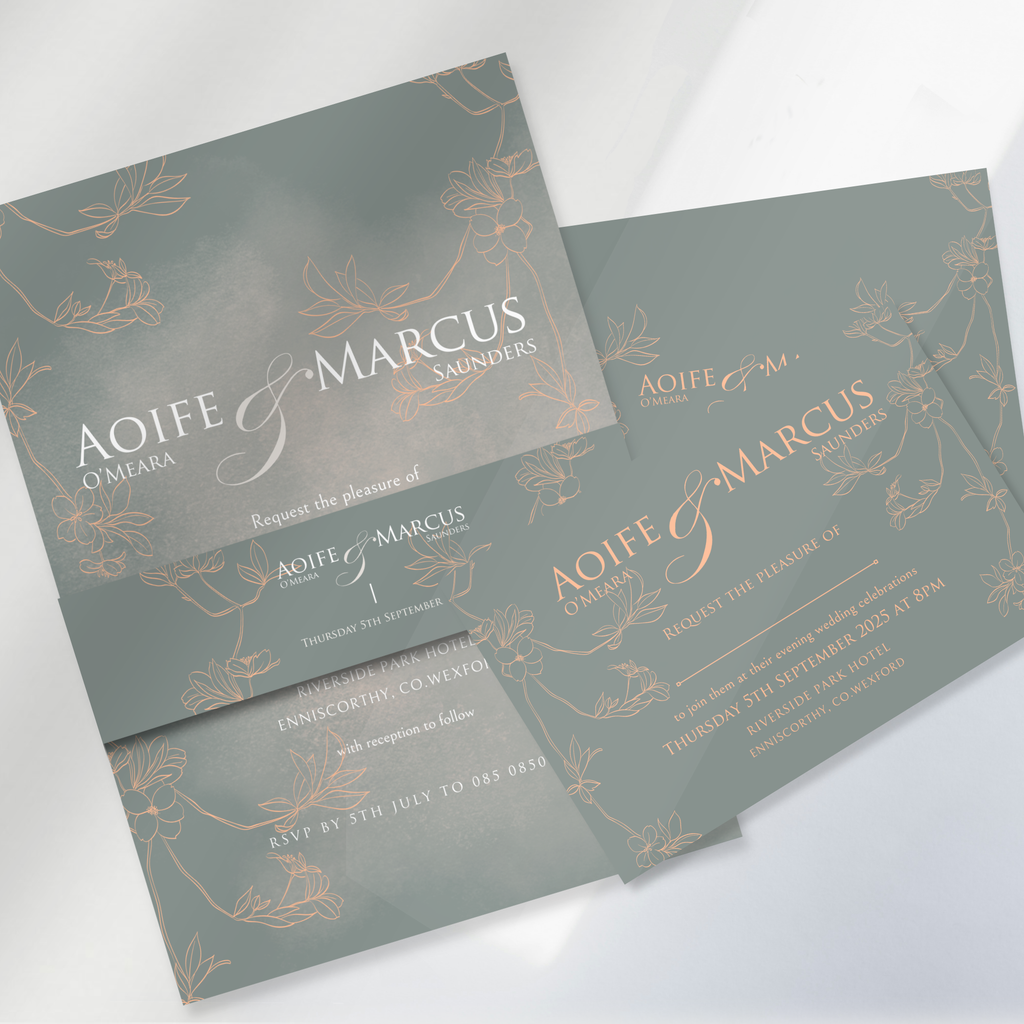 Sage Bloom Botanical Wedding Invitation Suite (Print-Ready PDF Files)