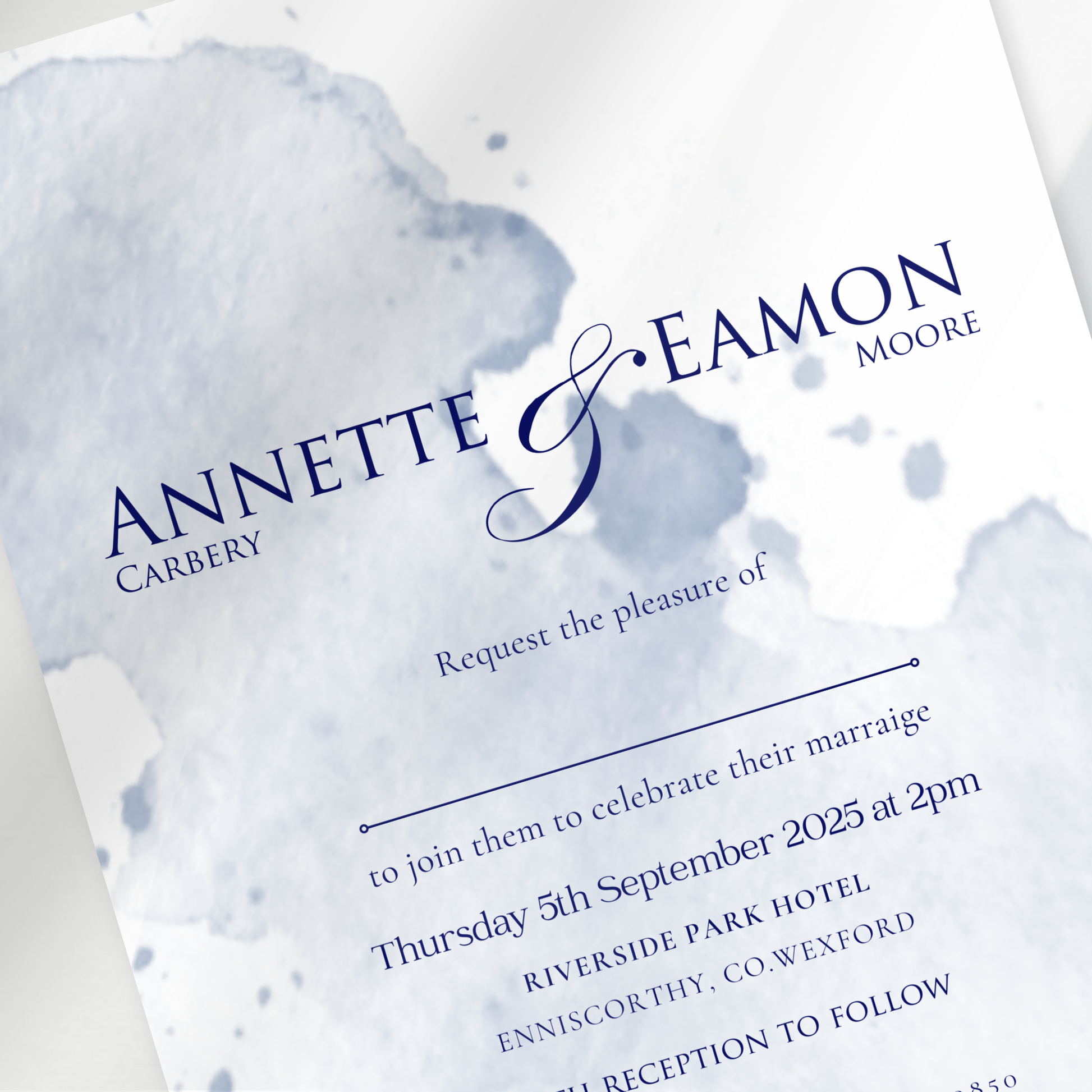 Seaside Mist Watercolour Wedding Invitation Suite (Print-Ready PDF Files)