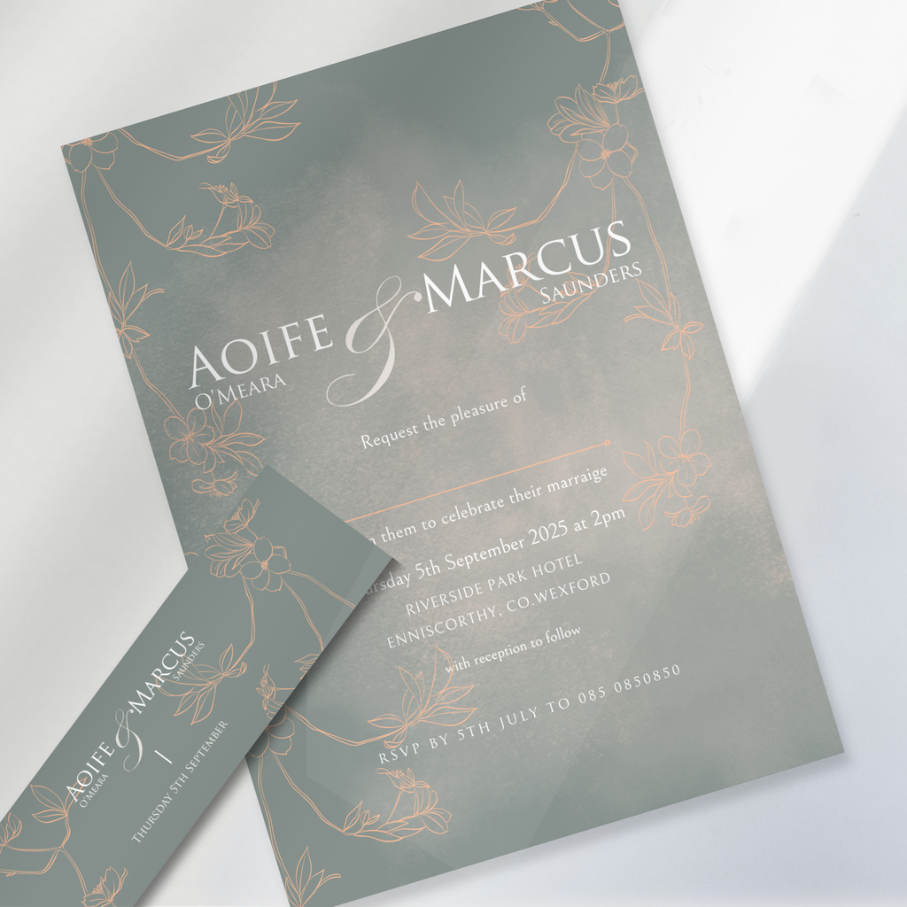 Sage Bloom Botanical Wedding Invitation Suite (Print-Ready PDF Files)