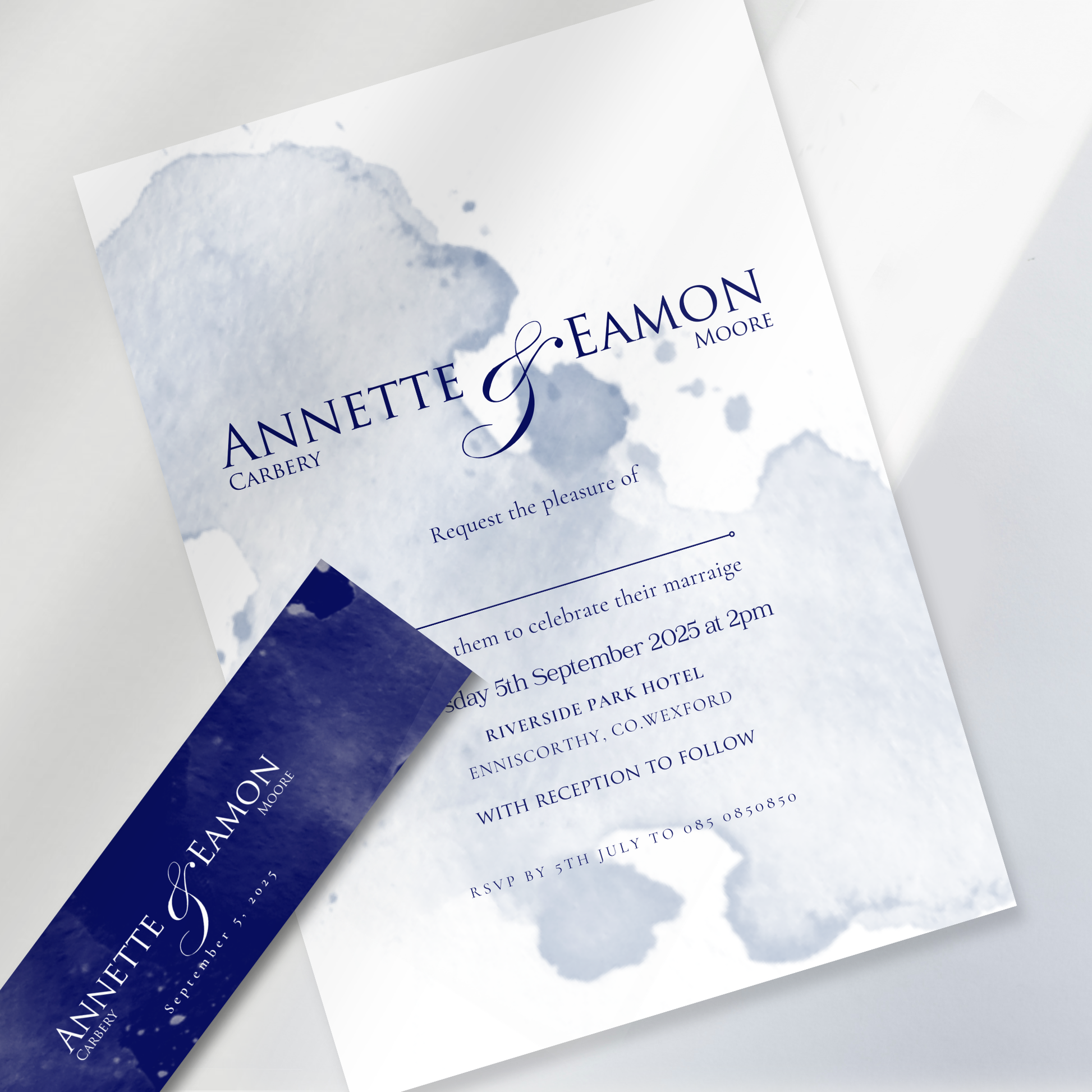 Seaside Mist Watercolour Wedding Invitation Suite (Print-Ready PDF Files)
