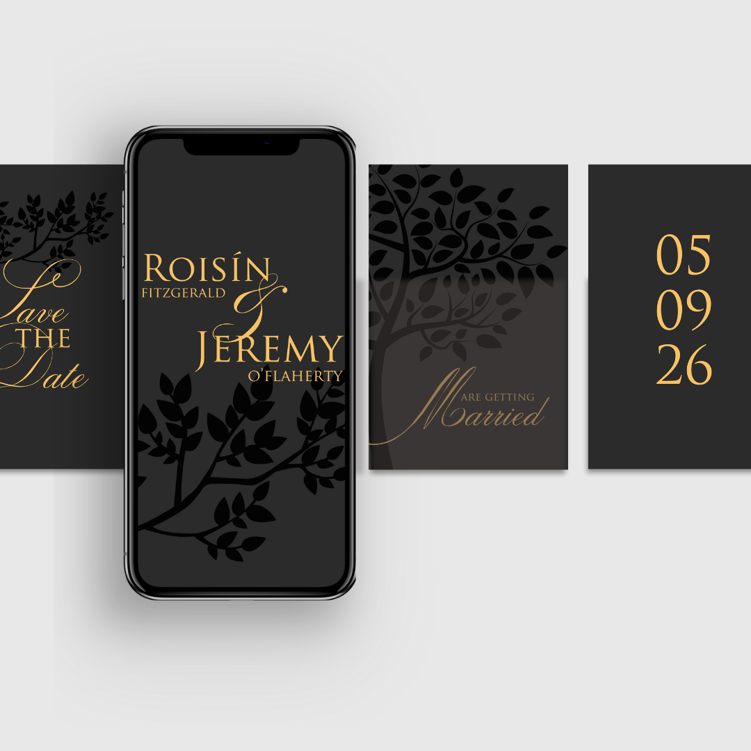 Midnight Botanical Save the Date Mobile Video Invitation