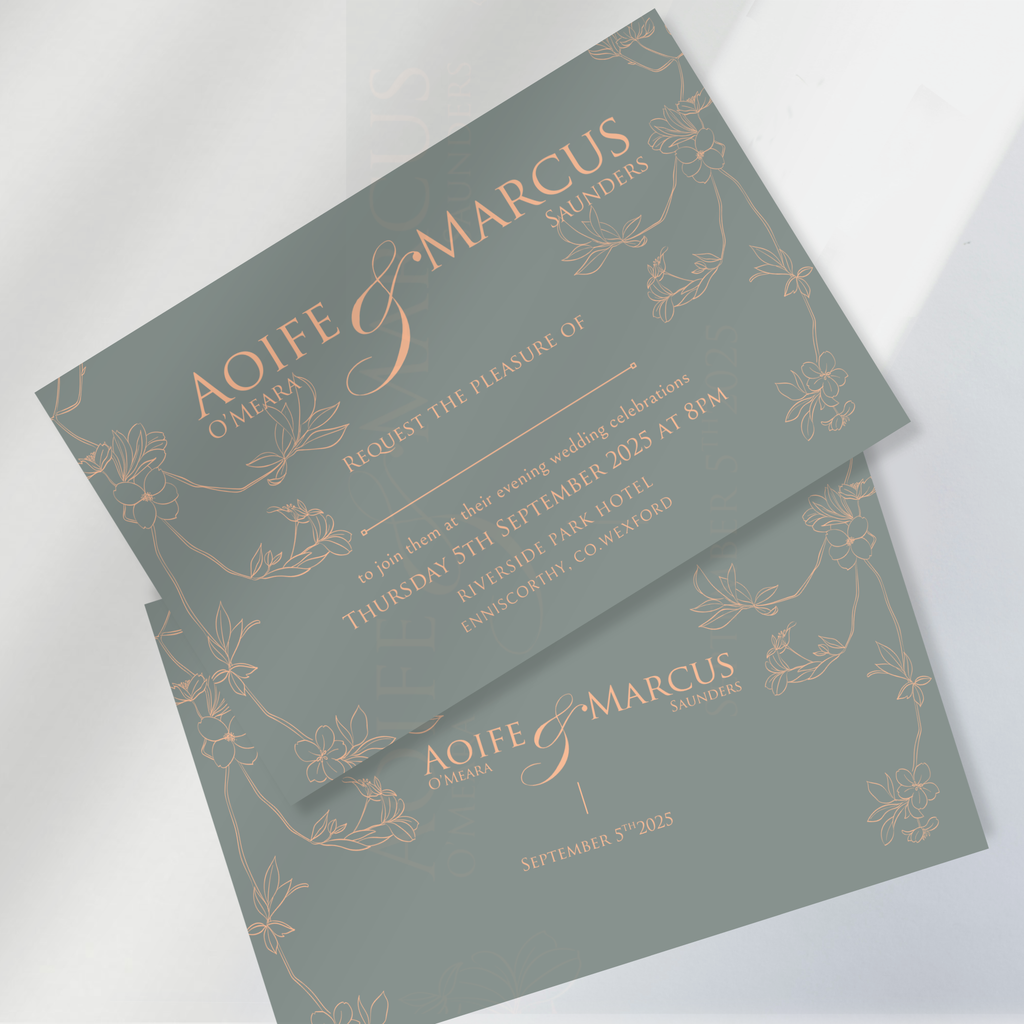 Sage Bloom Botanical Wedding Invitation Suite (Print-Ready PDF Files)