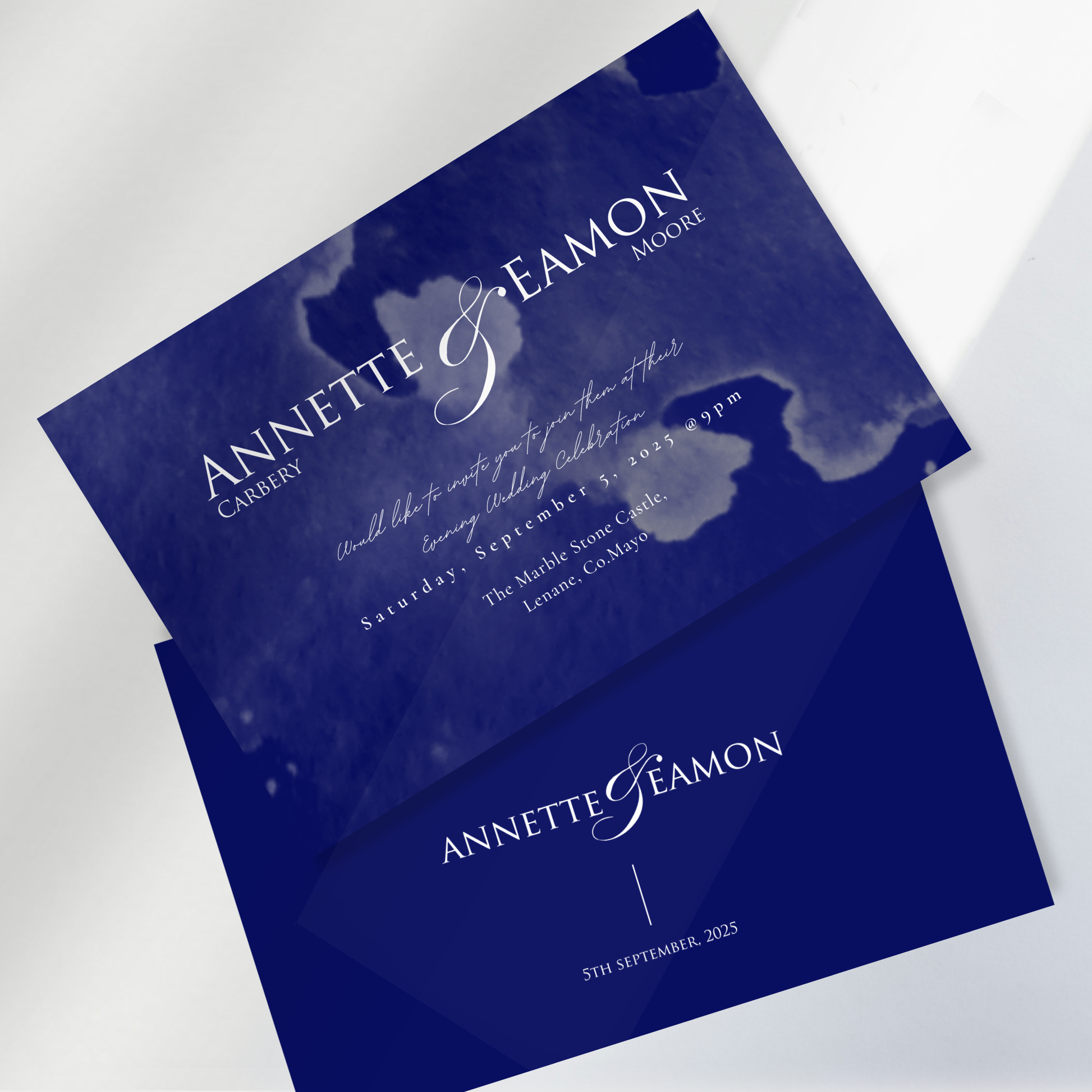 Seaside Mist Watercolour Wedding Invitation Suite (Print-Ready PDF Files)