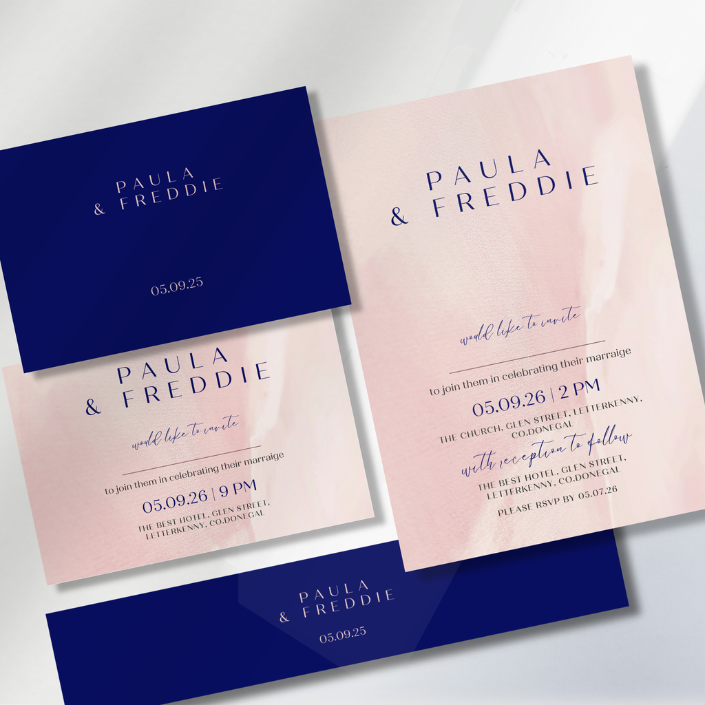 Blush Whisper Watercolour Wedding Invitation Suite (Print-Ready PDF Files)