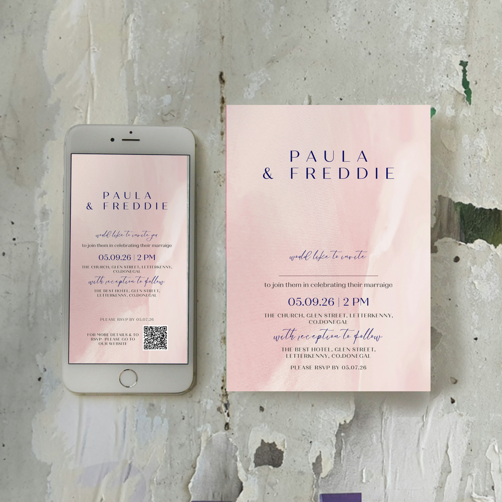 Blush Whisper Watercolour Wedding Invitation Suite – Canva Template