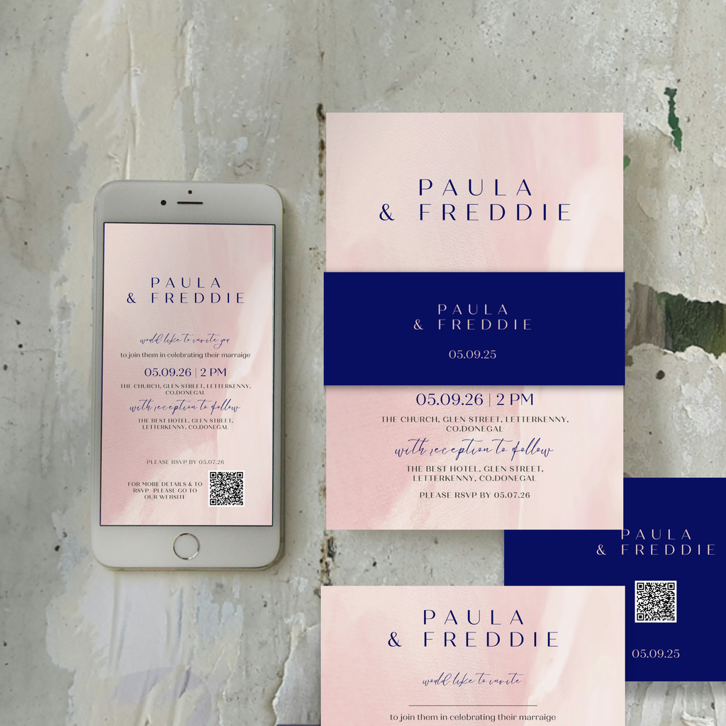 Blush Whisper Watercolour Wedding Invitation Suite – Canva Template