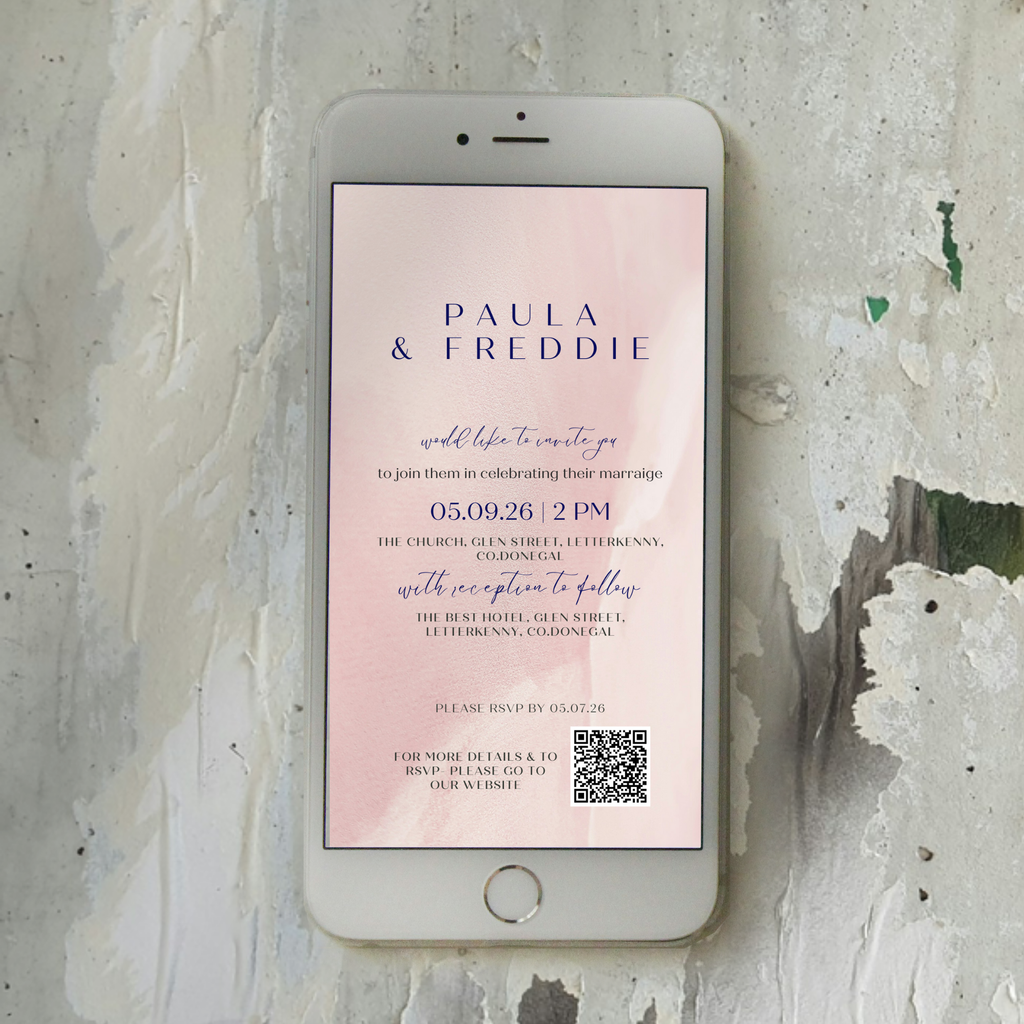 Blush Whisper Watercolour Wedding Invitation Suite – Canva Template