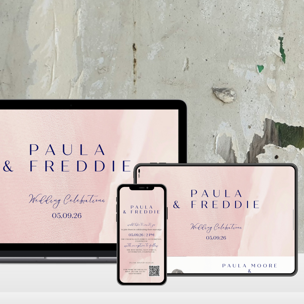Blush Whisper Watercolour Wedding Invitation Suite – Canva Template