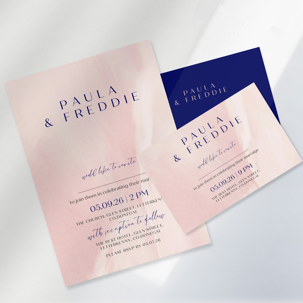 Blush Whisper Watercolour Wedding Invitation Suite (Print-Ready PDF Files)
