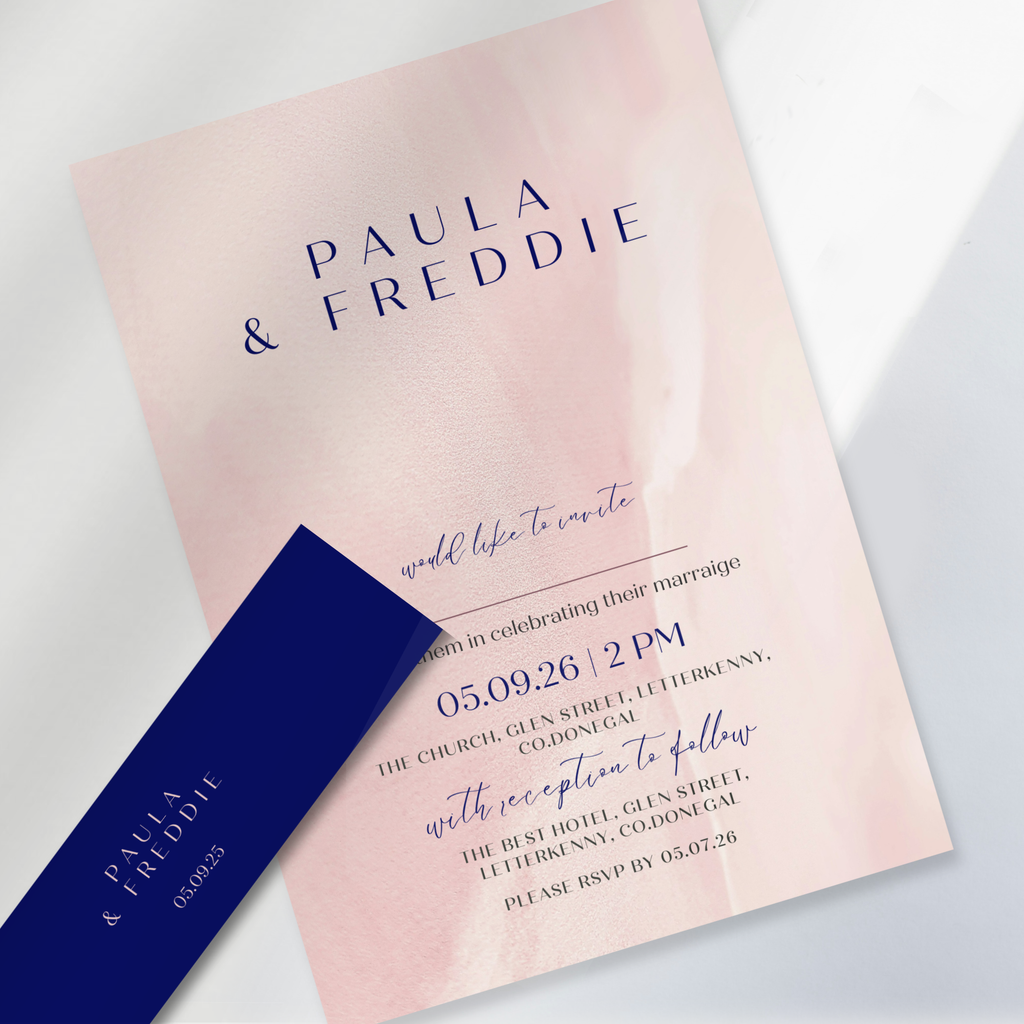 Blush Whisper Watercolour Wedding Invitation Suite (Print-Ready PDF Files)