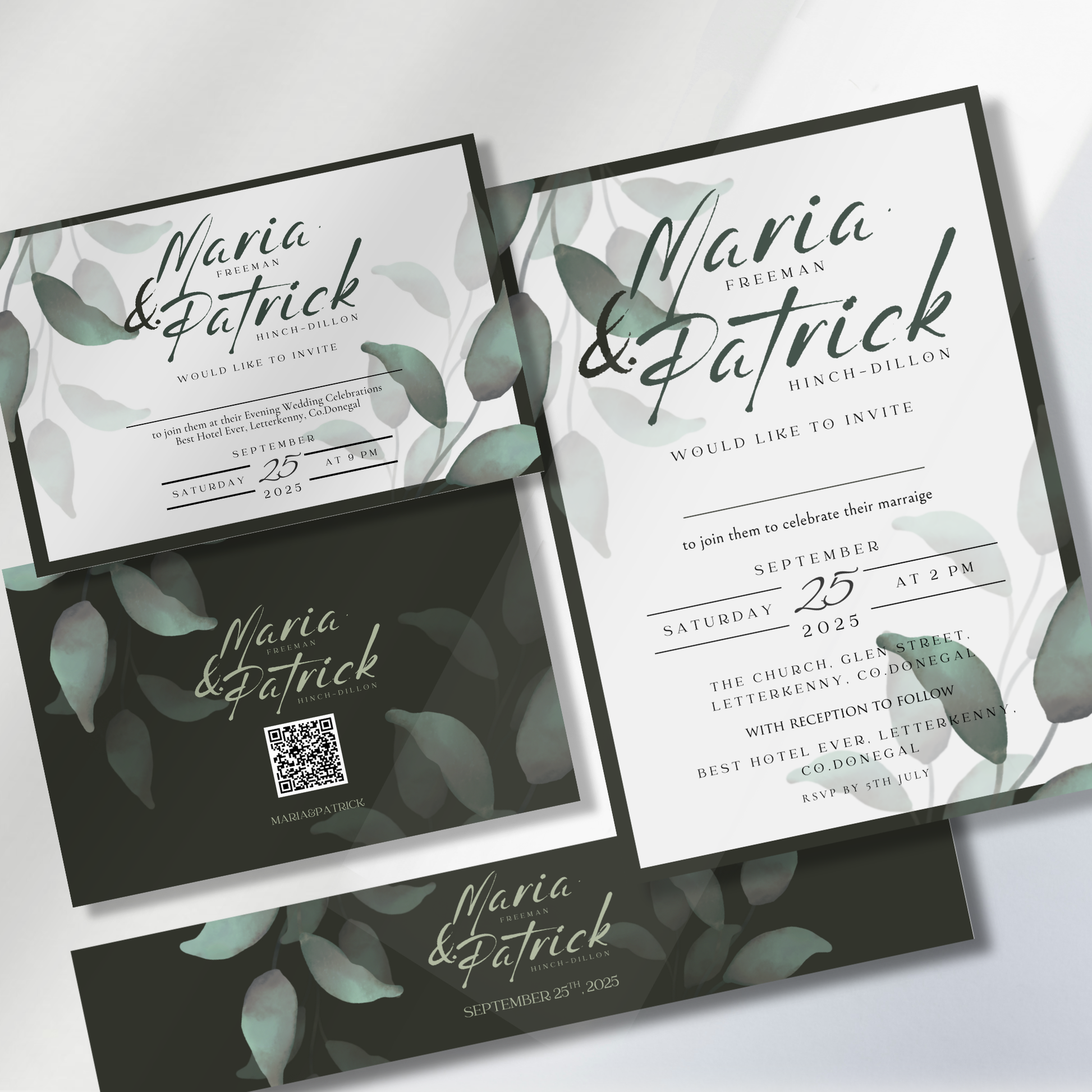 Eucalyptus Whisper Botanical Wedding Invitation Suite – Canva Template