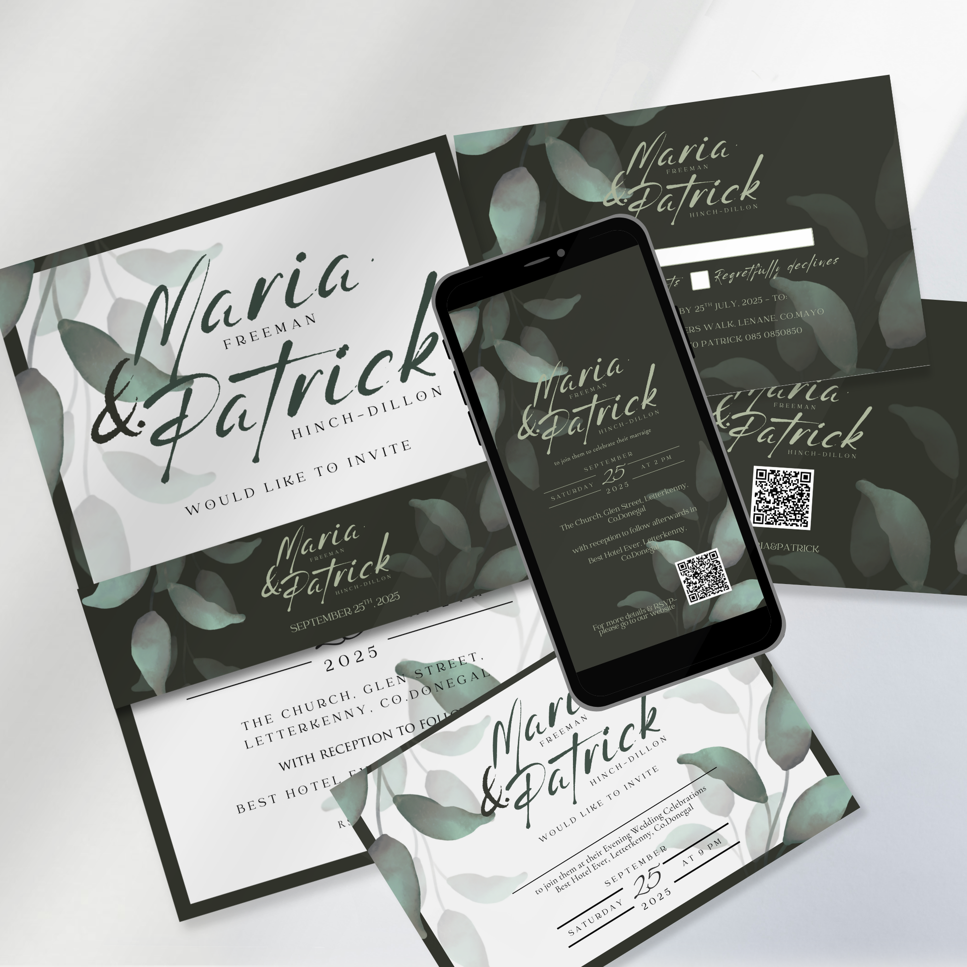 Eucalyptus Whisper Botanical Wedding Invitation Suite – Canva Template