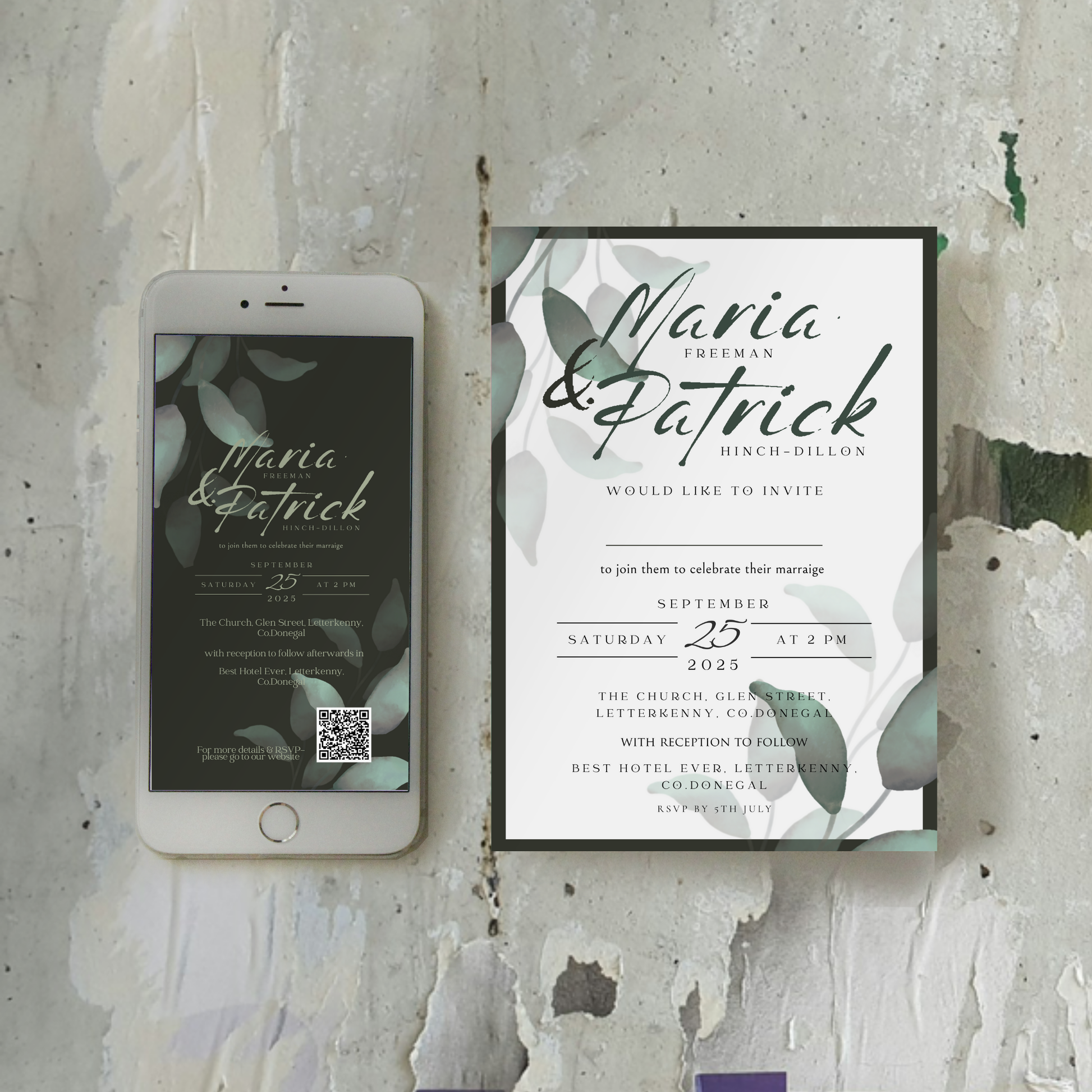 Eucalyptus Whisper Botanical Wedding Invitation Suite – Canva Template
