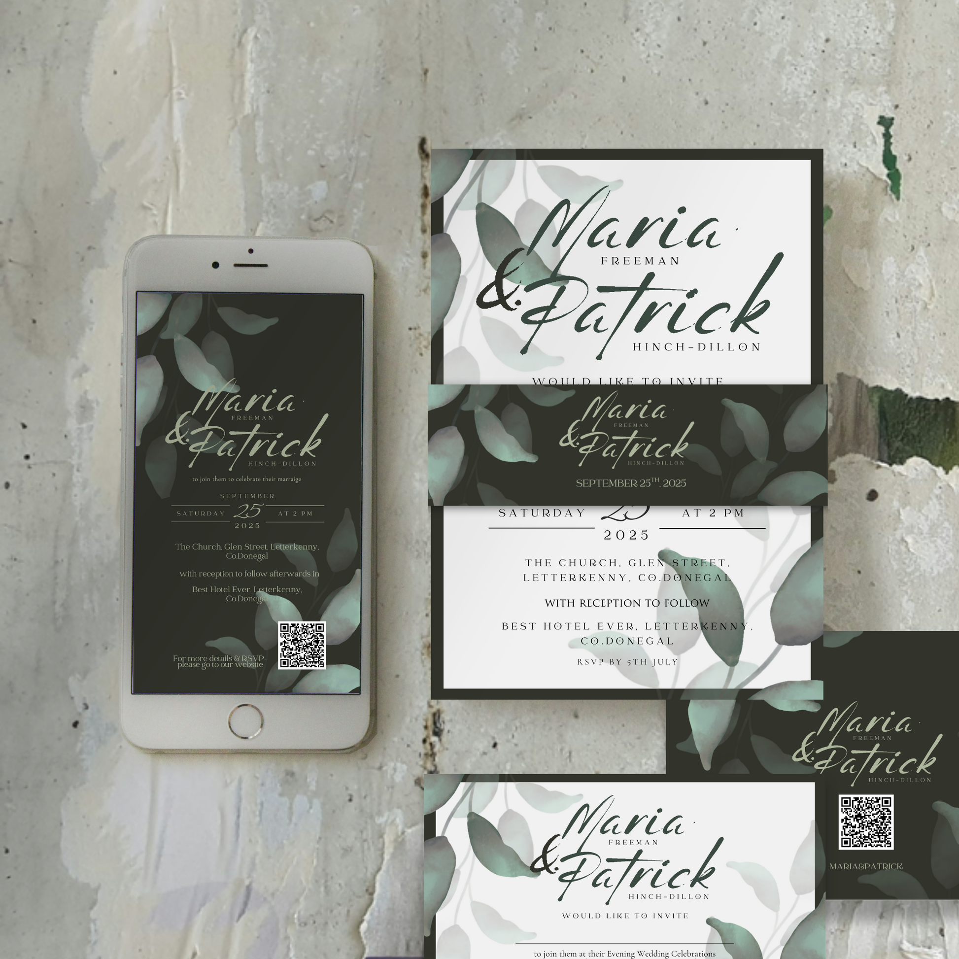 Eucalyptus Whisper Botanical Wedding Invitation Suite – Canva Template