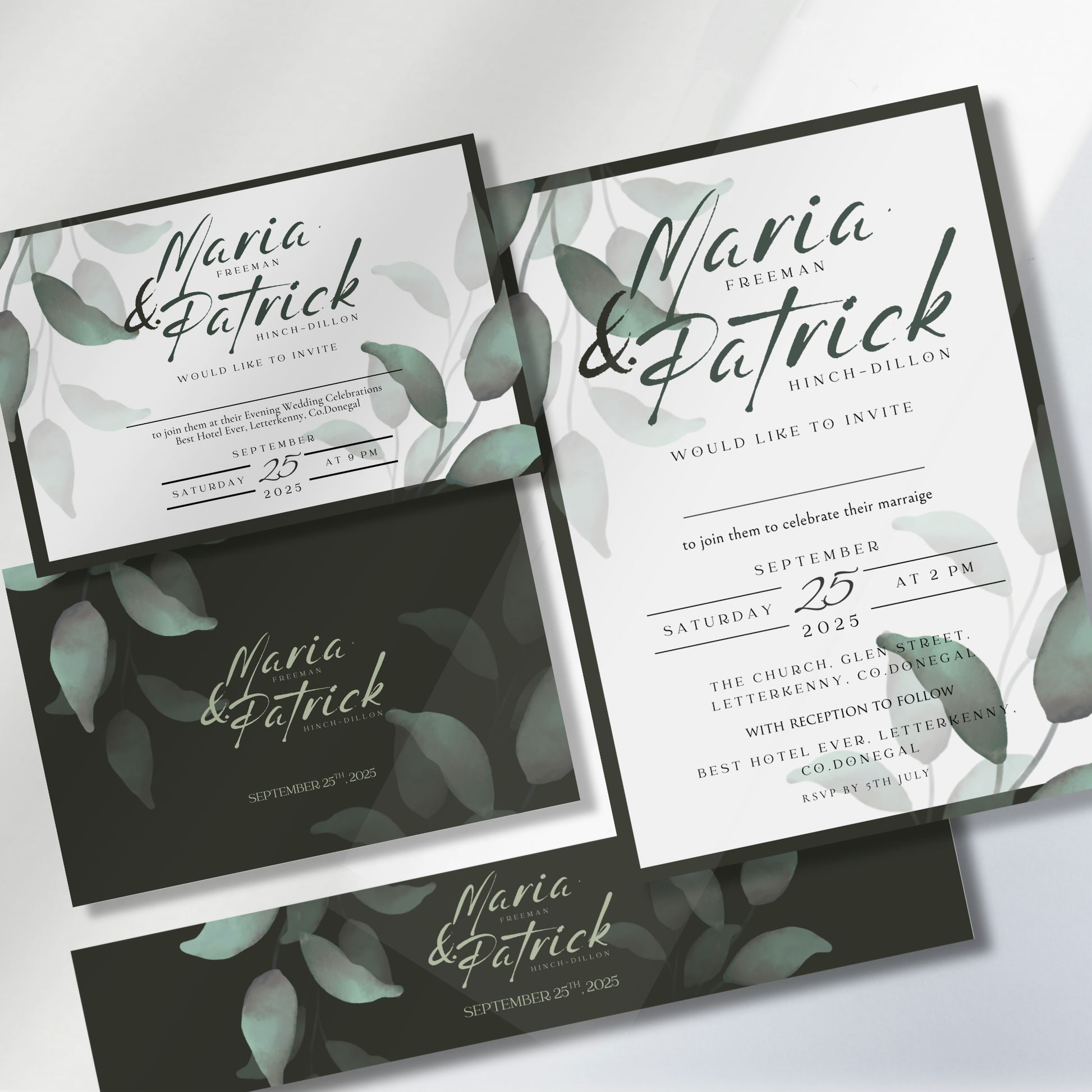 Eucalyptus Whisper Botanical Wedding Invitation Suite (Print-Ready PDF Files)