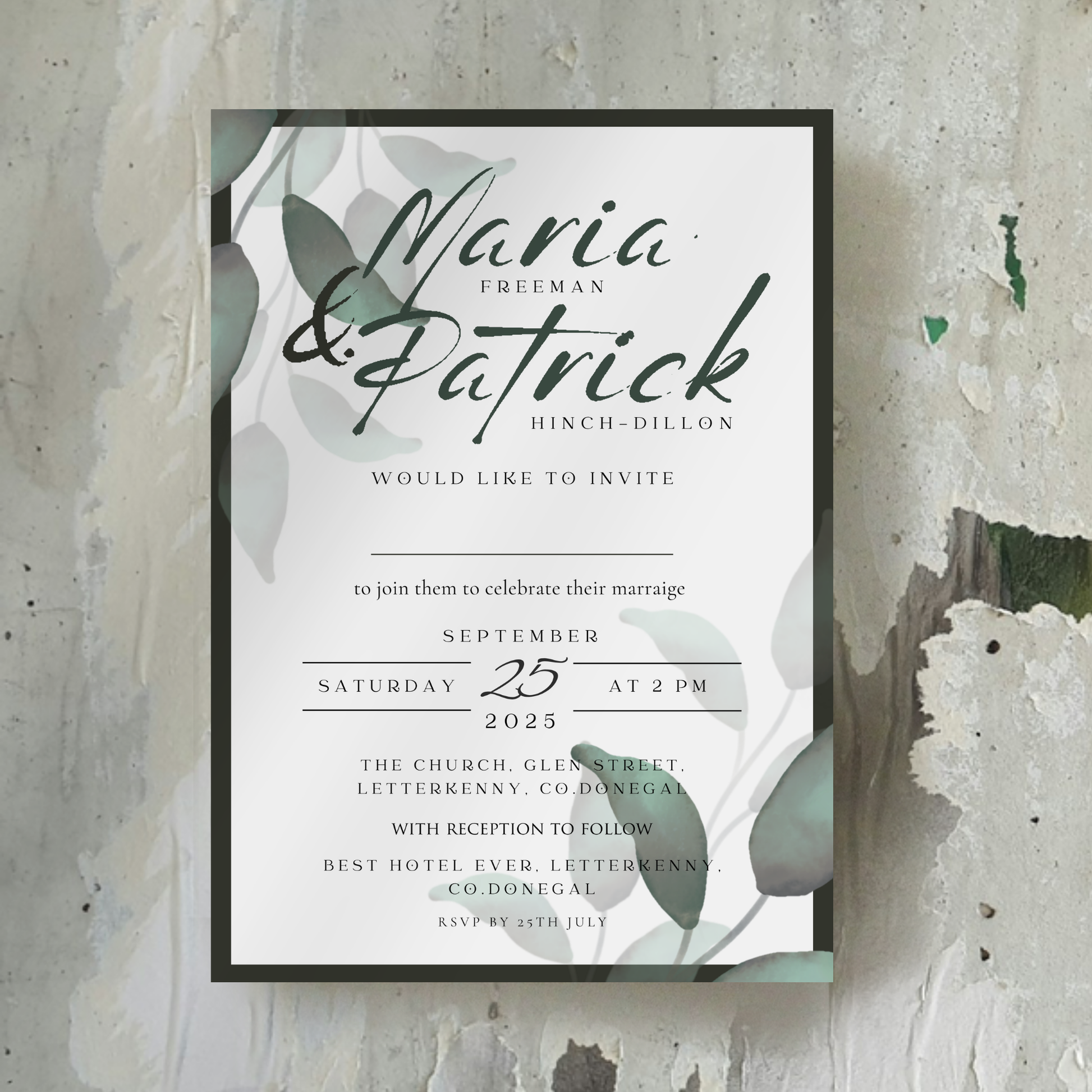 Eucalyptus Whisper Botanical Wedding Invitation Suite (Print-Ready PDF Files)