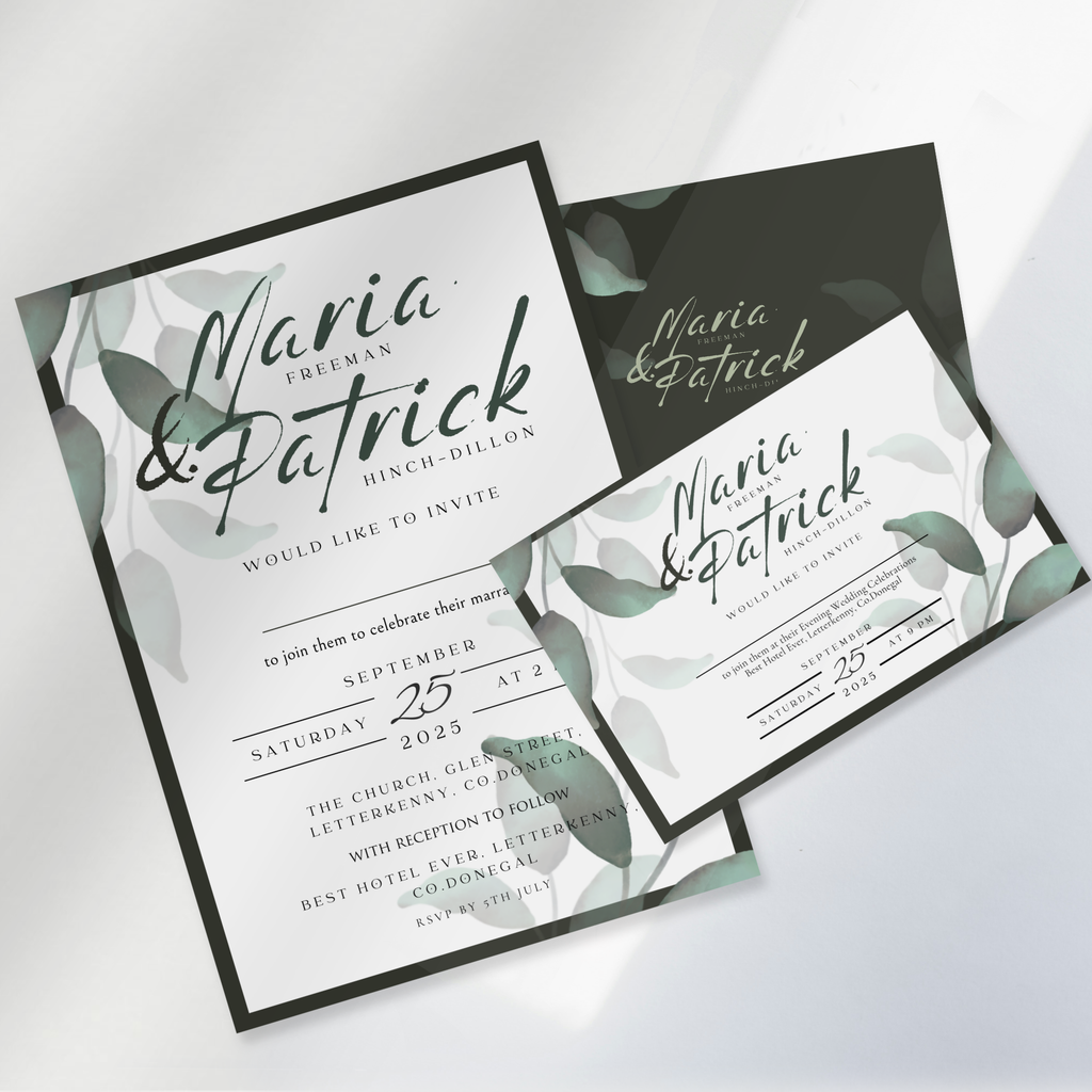 Eucalyptus Whisper Botanical Wedding Invitation Suite (Print-Ready PDF Files)