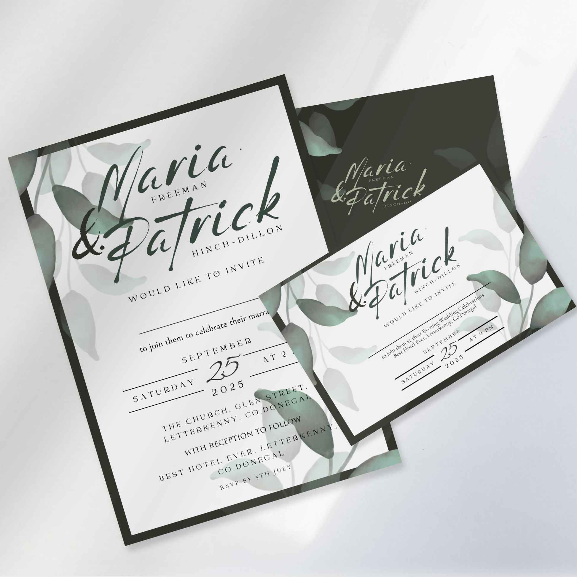 Eucalyptus Whisper Botanical Wedding Invitation Suite (Print-Ready PDF Files)