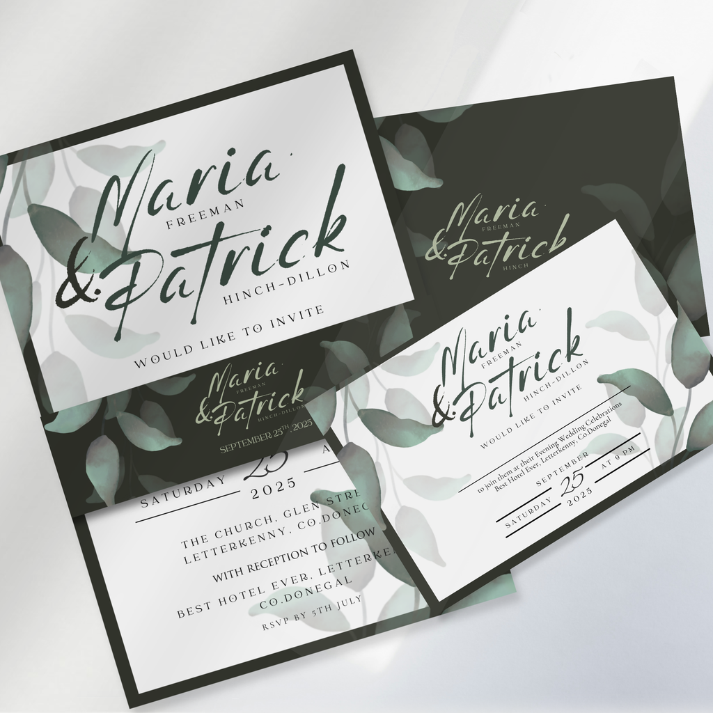 Eucalyptus Whisper Botanical Wedding Invitation Suite (Print-Ready PDF Files)