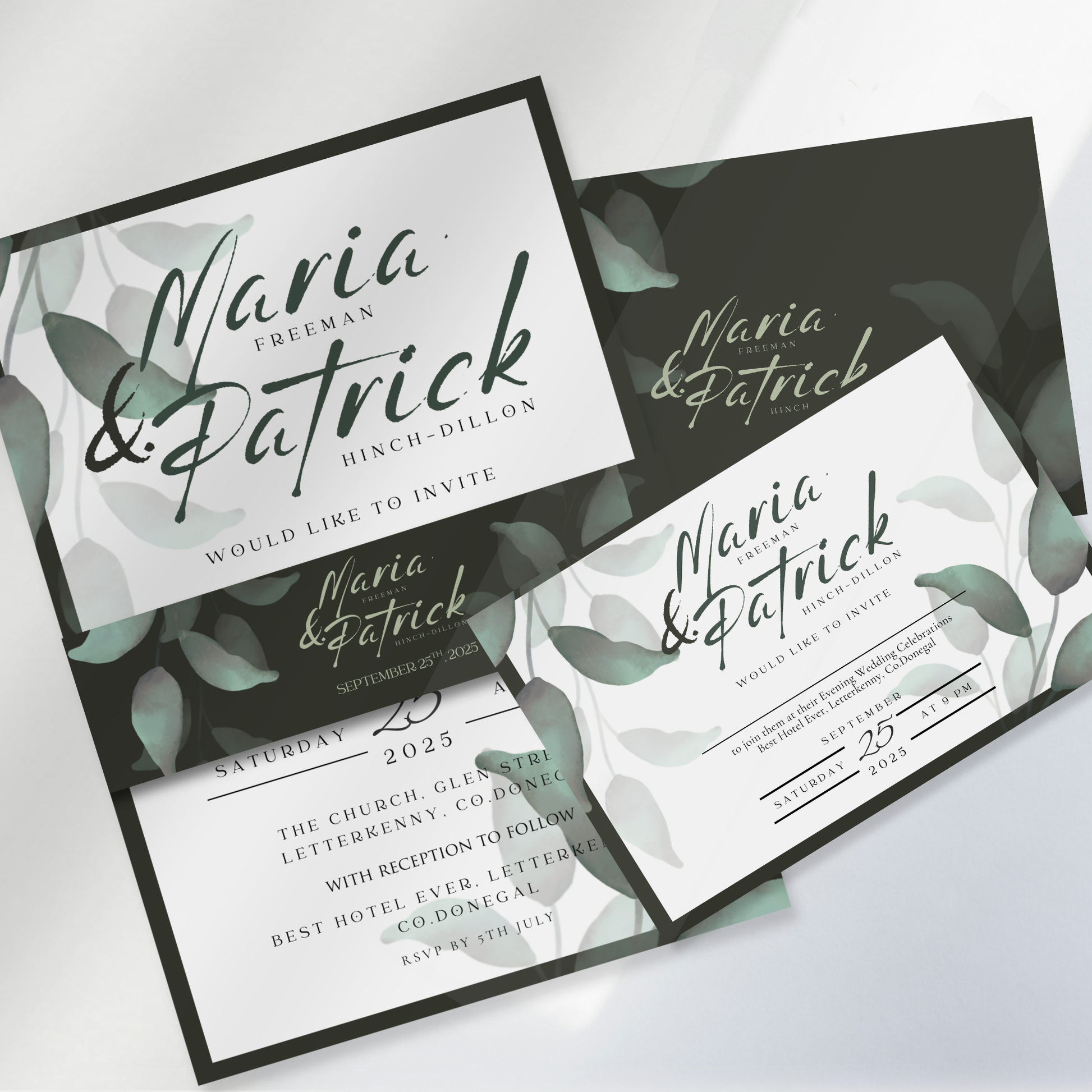 Eucalyptus Whisper Botanical Wedding Invitation Suite (Print-Ready PDF Files)