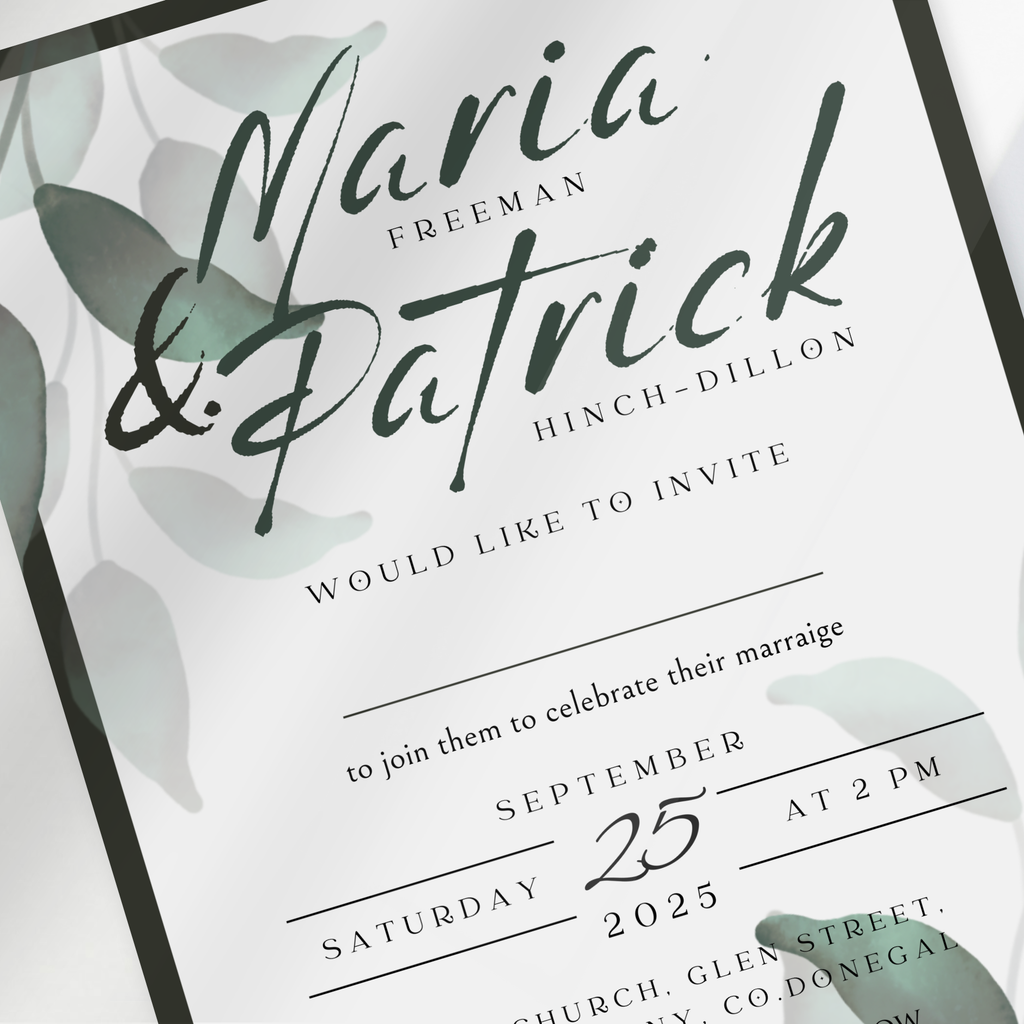 Eucalyptus Whisper Botanical Wedding Invitation Suite (Print-Ready PDF Files)