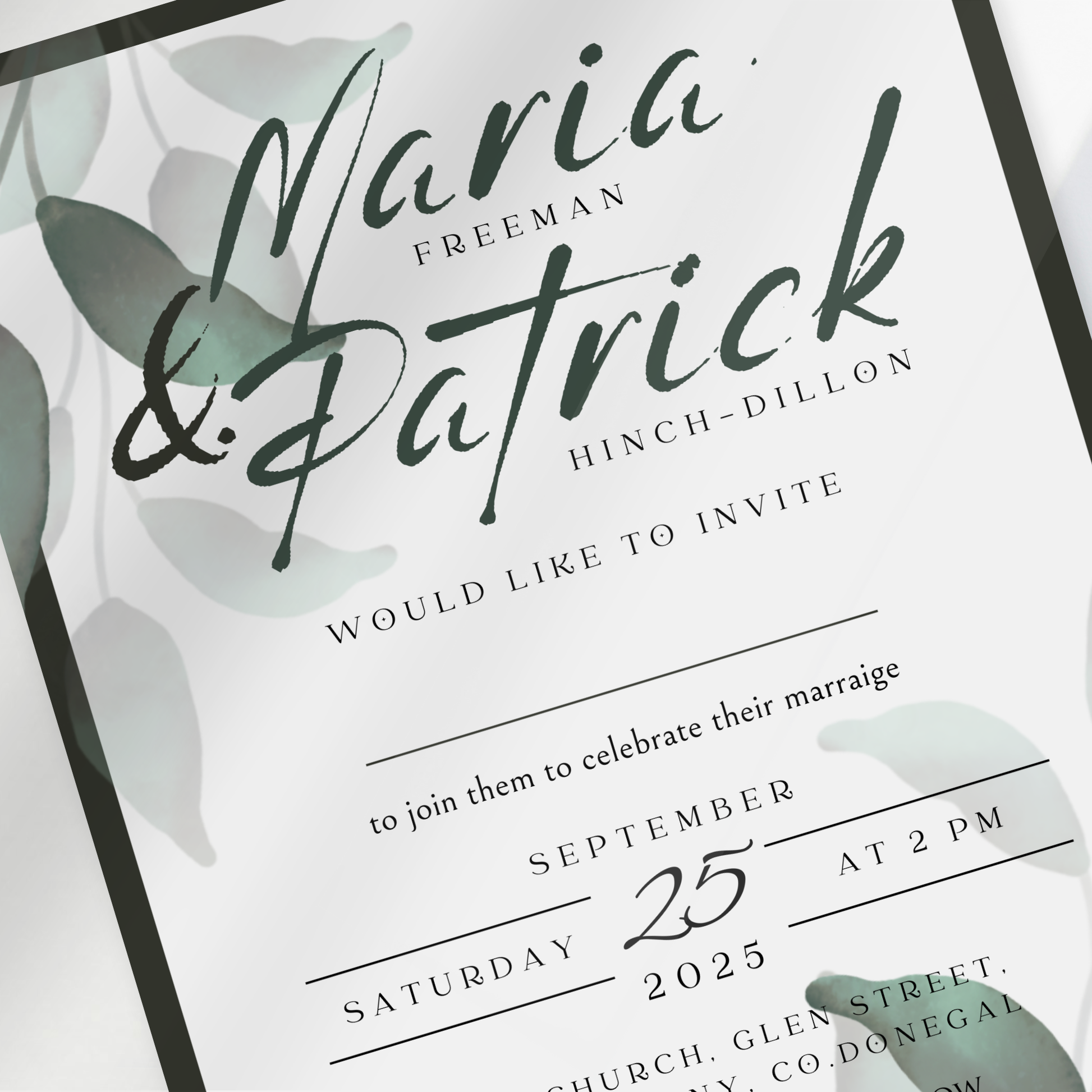 Eucalyptus Whisper Botanical Wedding Invitation Suite (Print-Ready PDF Files)