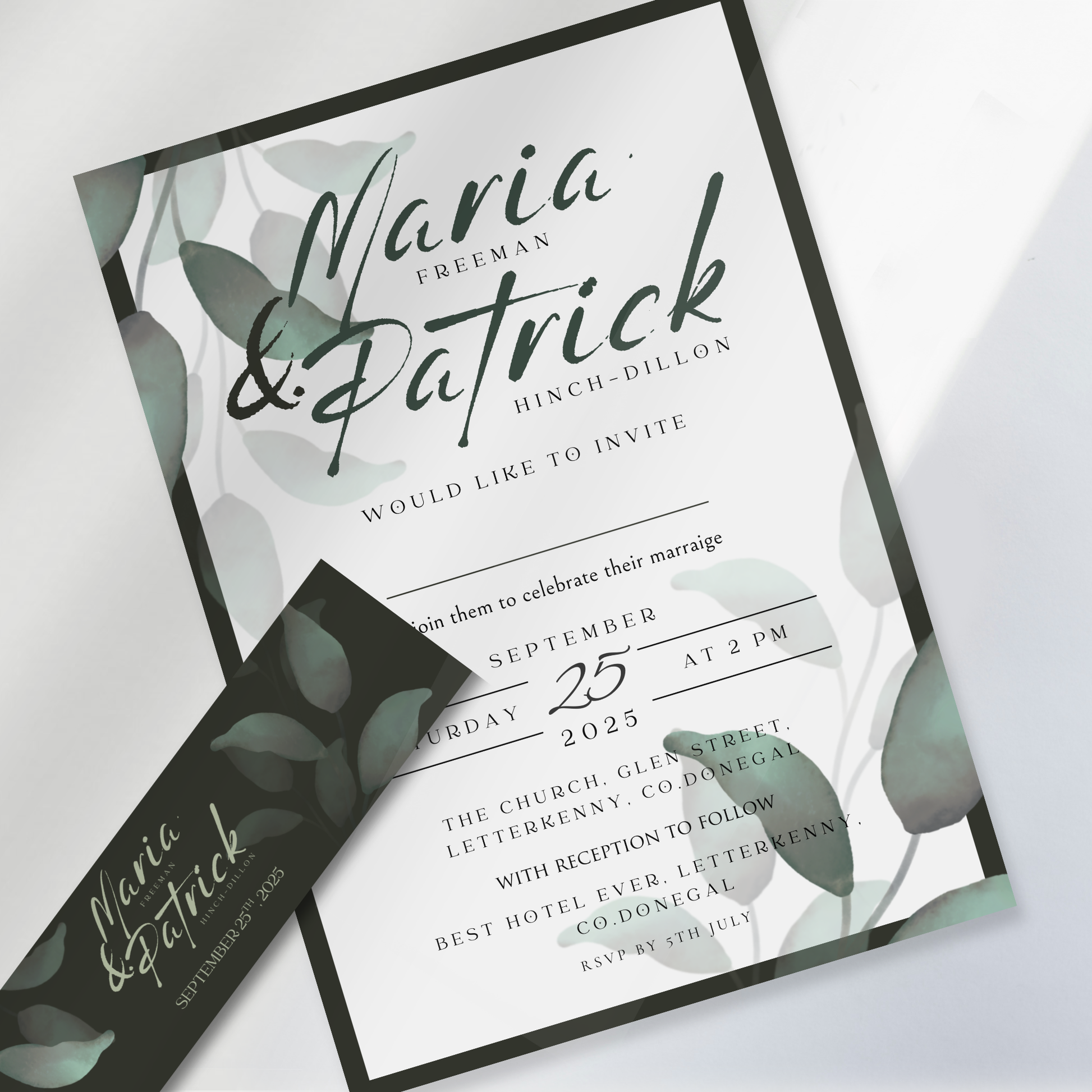 Eucalyptus Whisper Botanical Wedding Invitation Suite (Print-Ready PDF Files)