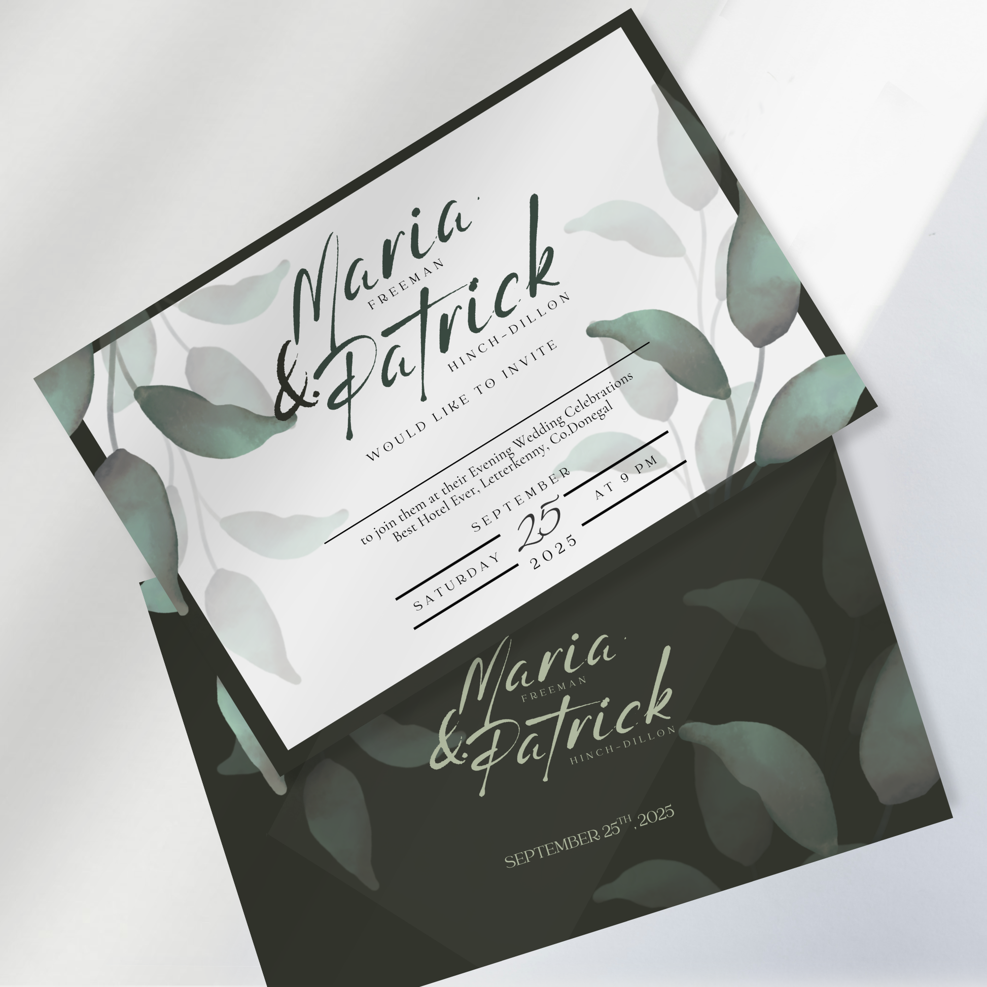 Eucalyptus Whisper Botanical Wedding Invitation Suite (Print-Ready PDF Files)
