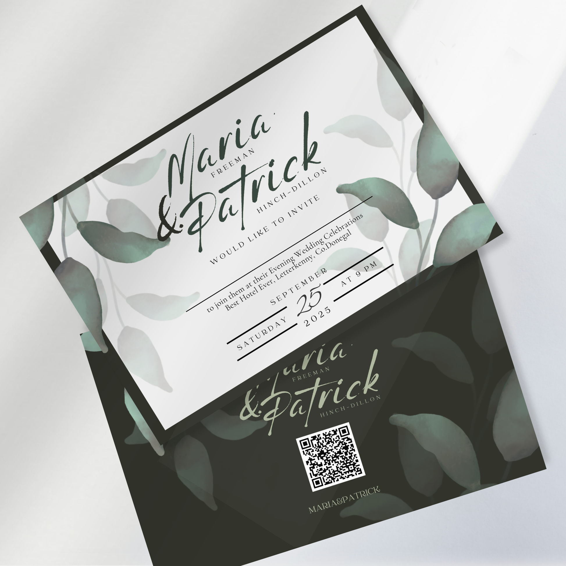 Eucalyptus Whisper Botanical Wedding Invitation Suite – Canva Template