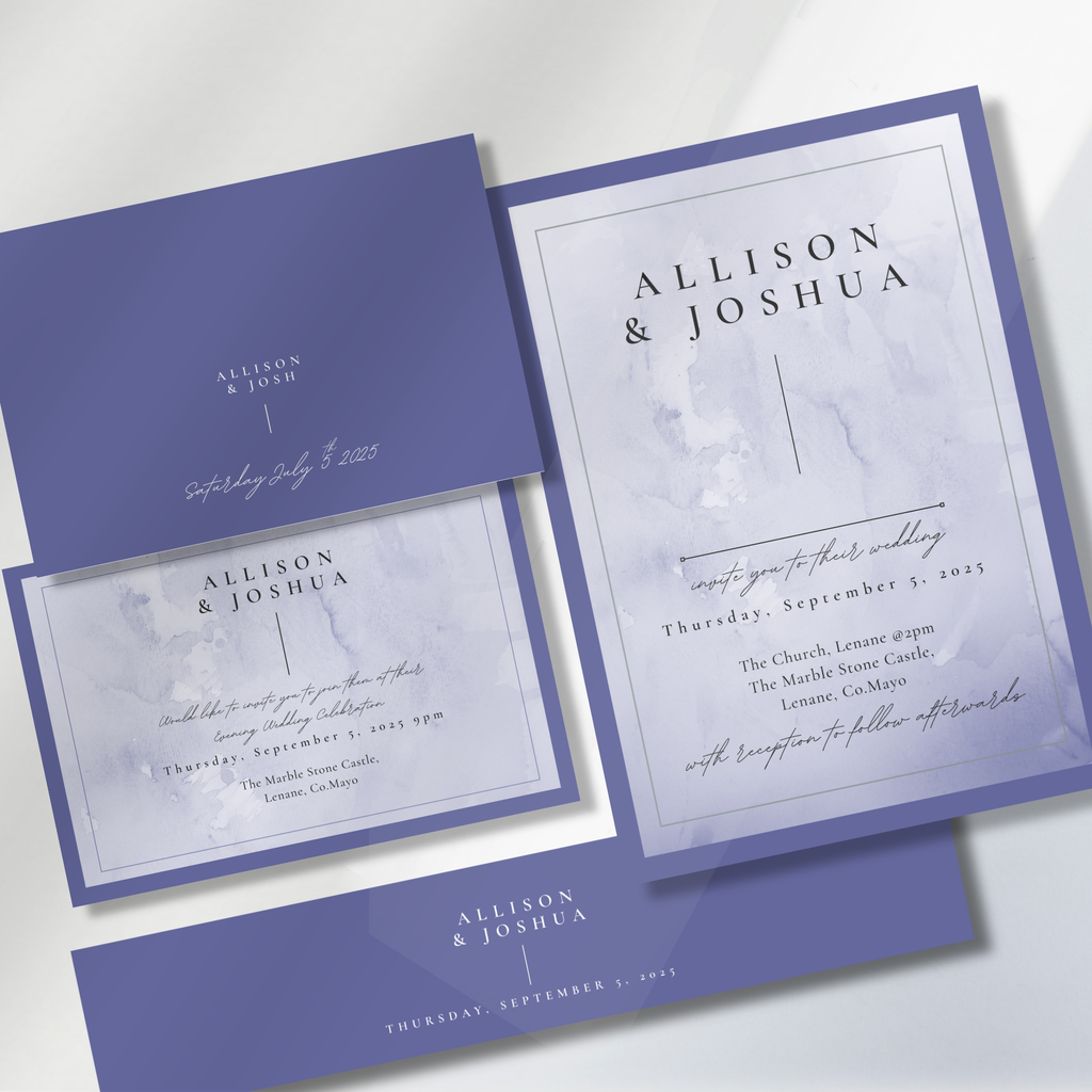 Lavender Mist Watercolour Wedding Invitation Suite (Print-Ready PDF Files)
