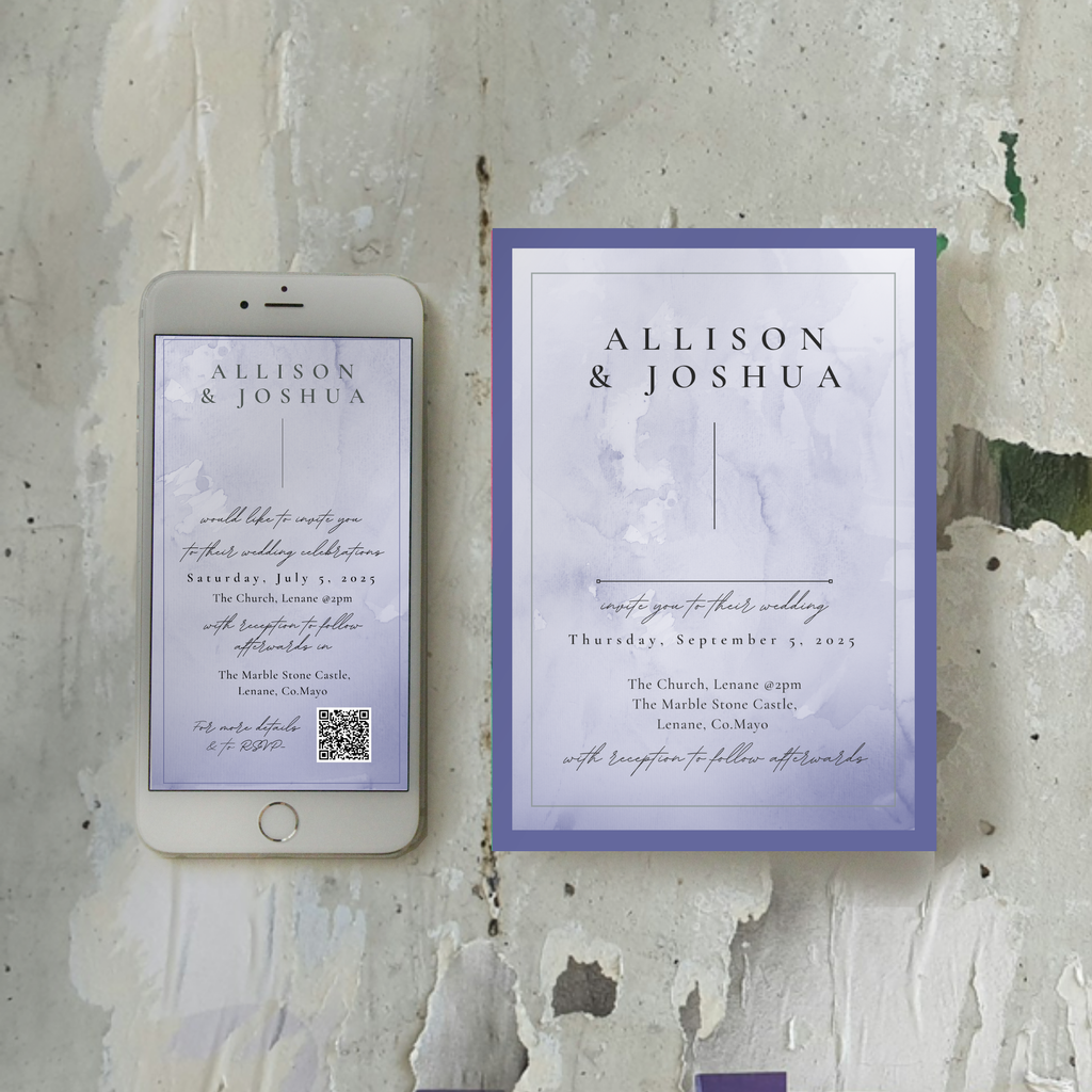 Lavender Mist Watercolour Wedding Invitation Suite – Canva Template