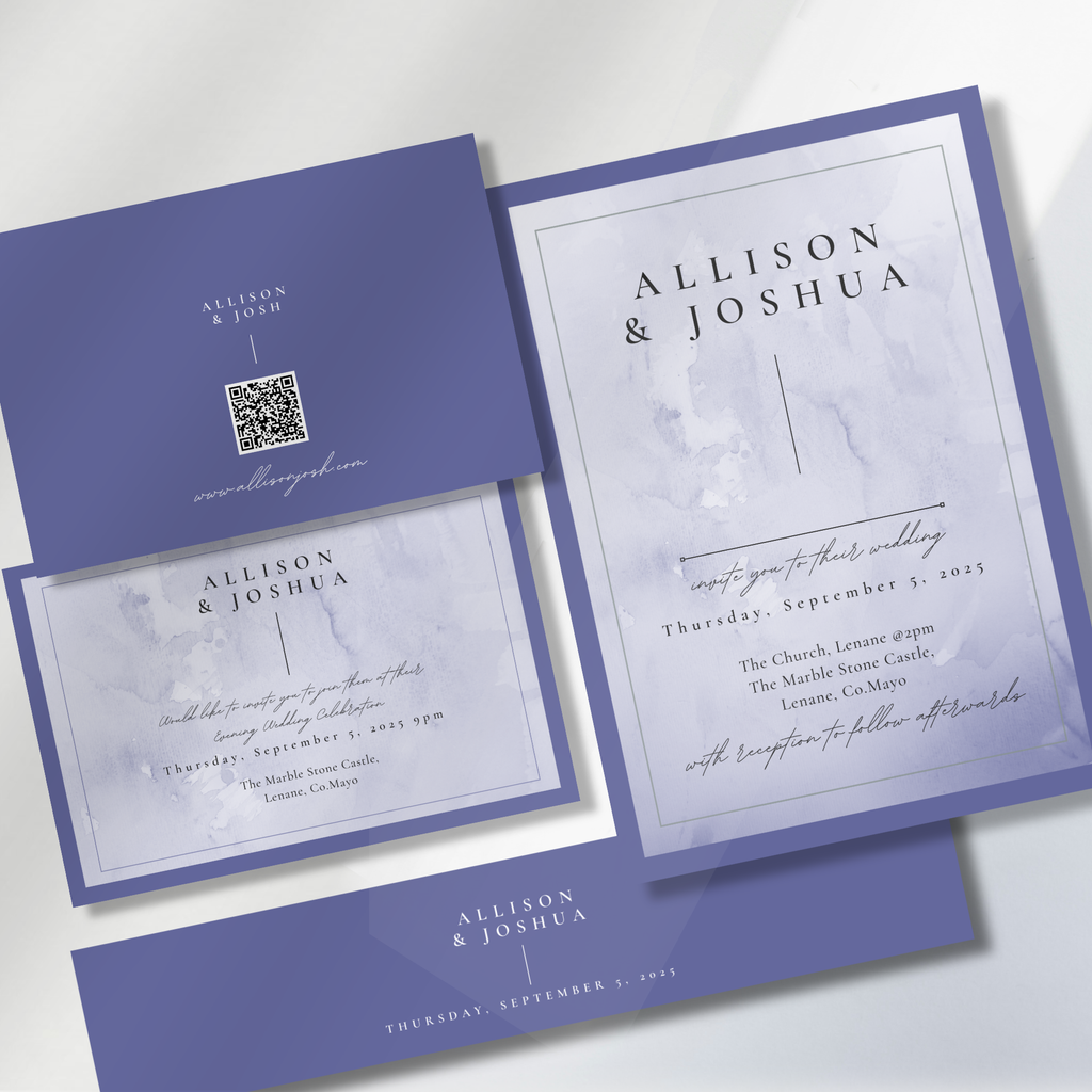 Lavender Mist Watercolour Wedding Invitation Suite – Canva Template