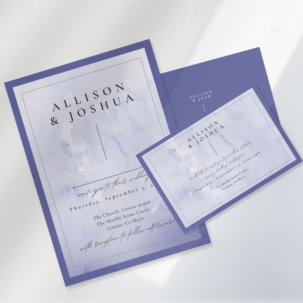Lavender Mist Watercolour Wedding Invitation Suite (Print-Ready PDF Files)