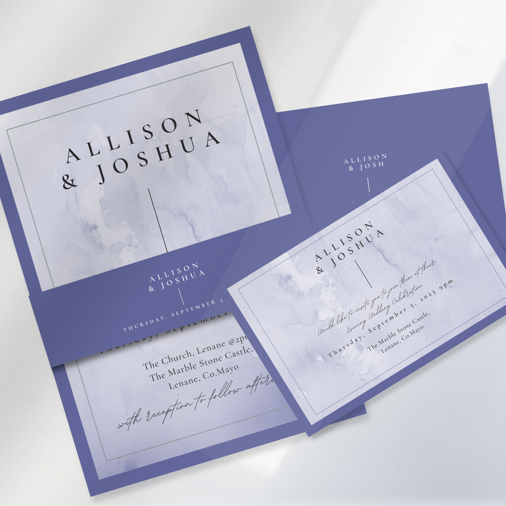 Lavender Mist Watercolour Wedding Invitation Suite (Print-Ready PDF Files)