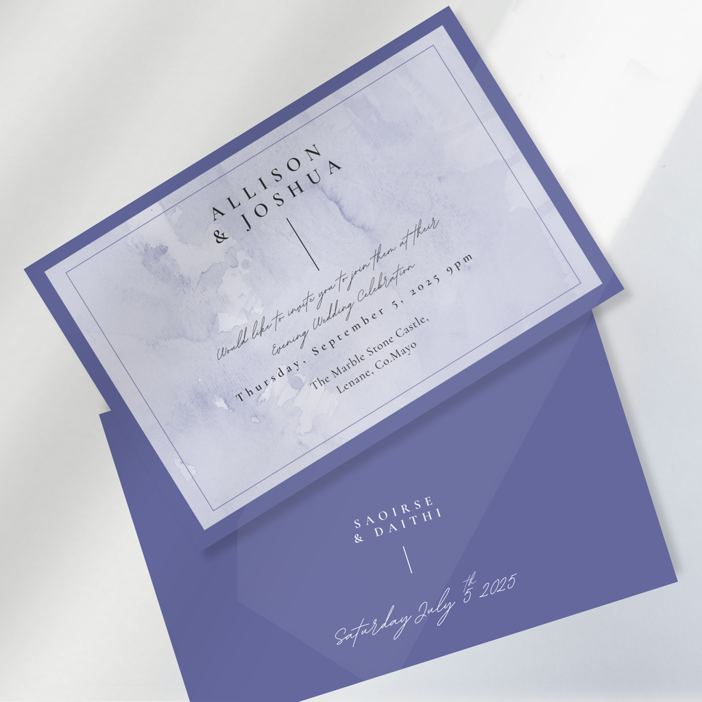 Lavender Mist Watercolour Wedding Invitation Suite (Print-Ready PDF Files)