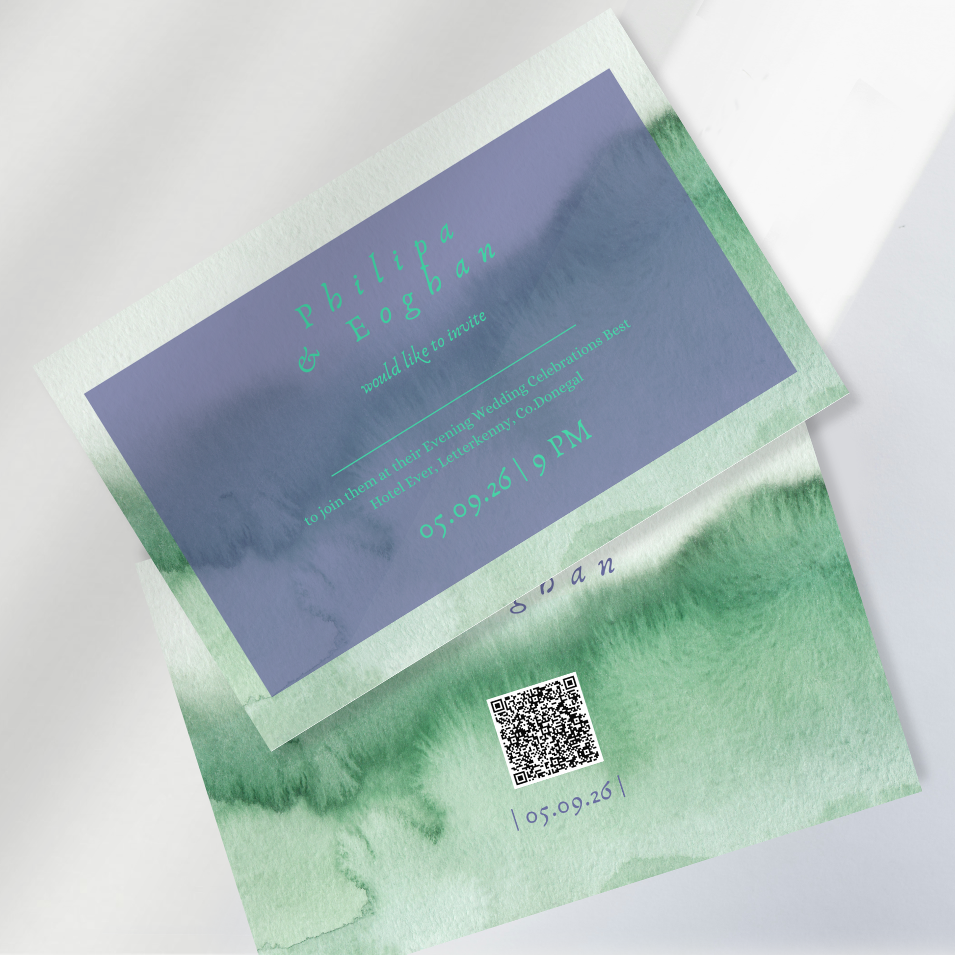 Meadow Mist Watercolour Wedding Invitation Suite – Canva Template