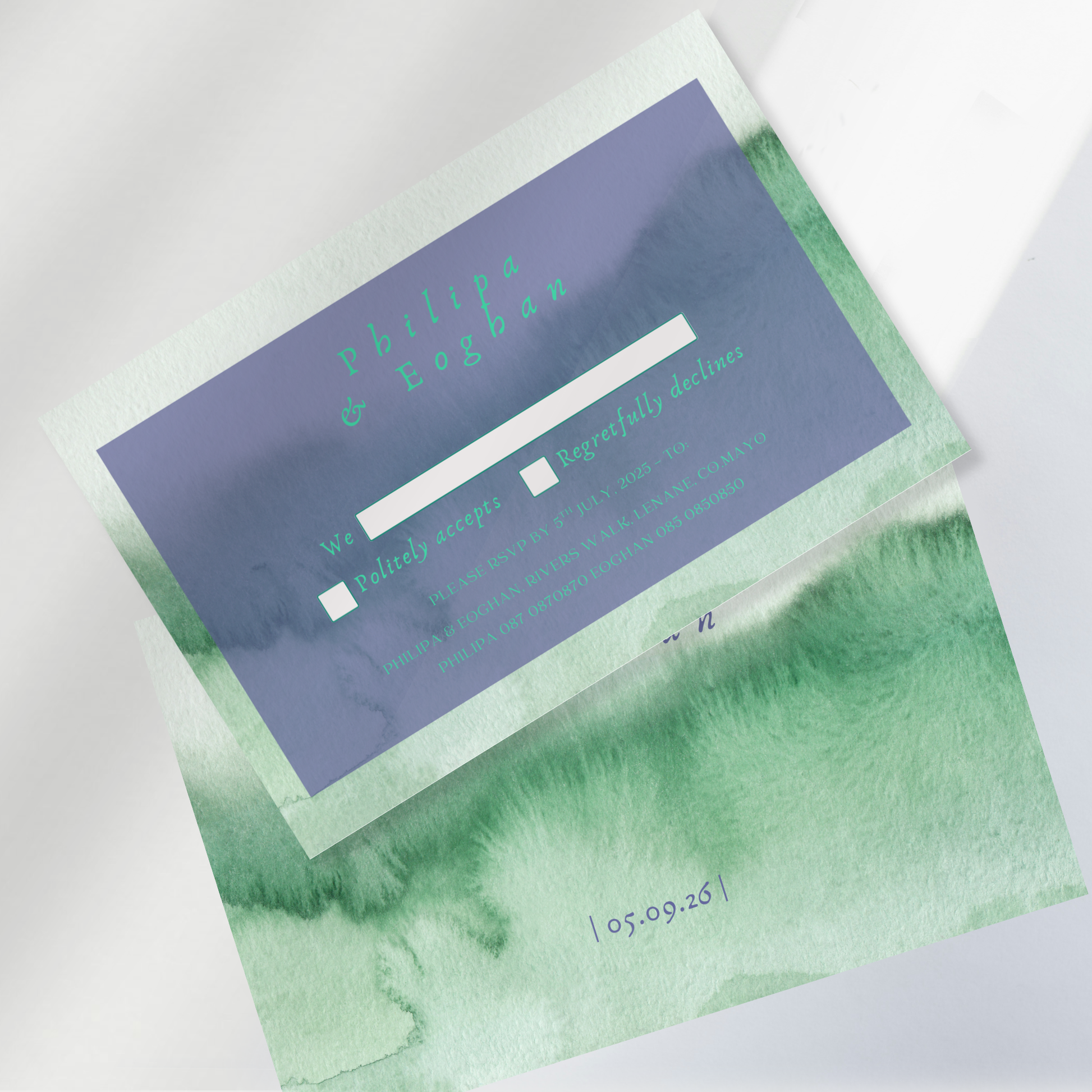 Meadow Mist Watercolour Wedding Invitation Suite – Canva Template