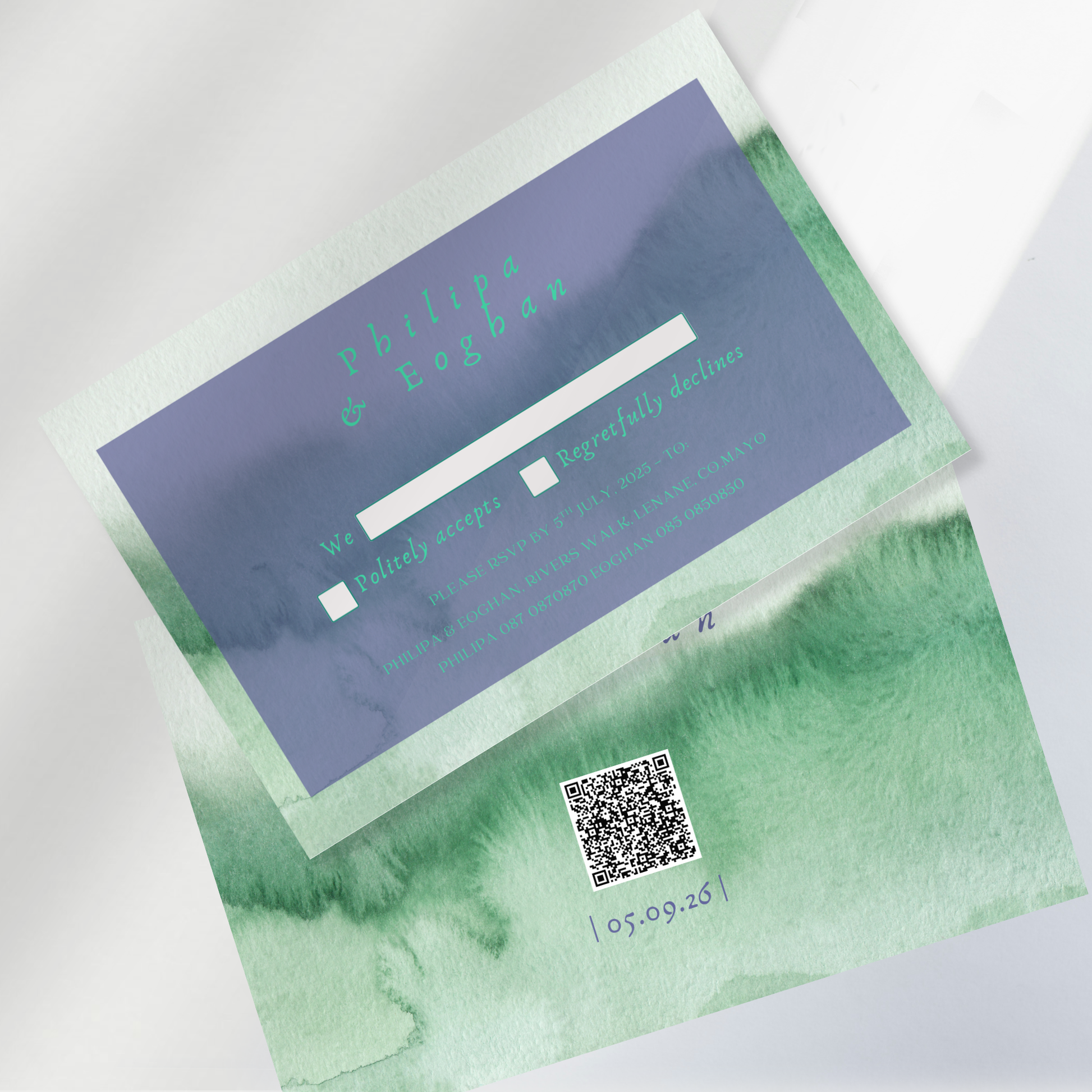 Meadow Mist Watercolour Wedding Invitation Suite – Canva Template