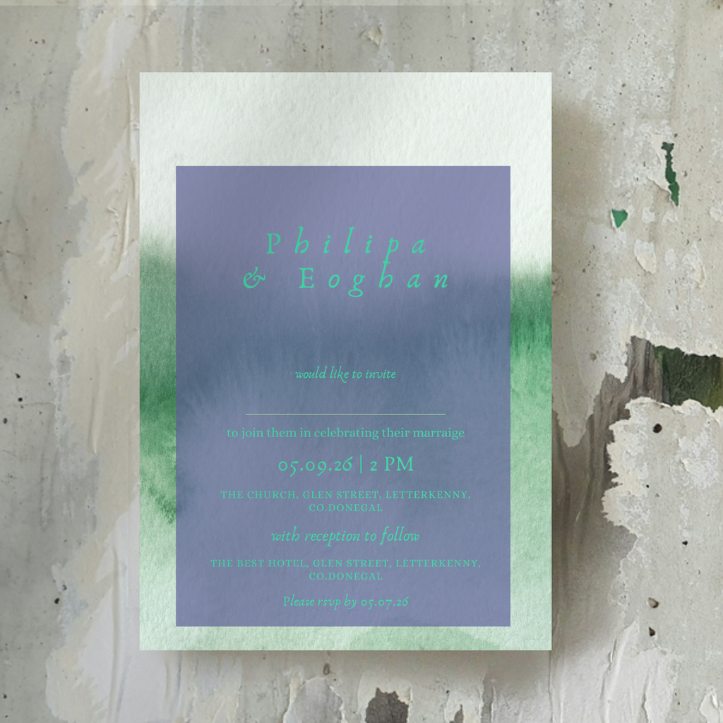 Meadow Mist Watercolour Wedding Invitation Suite – Canva Template