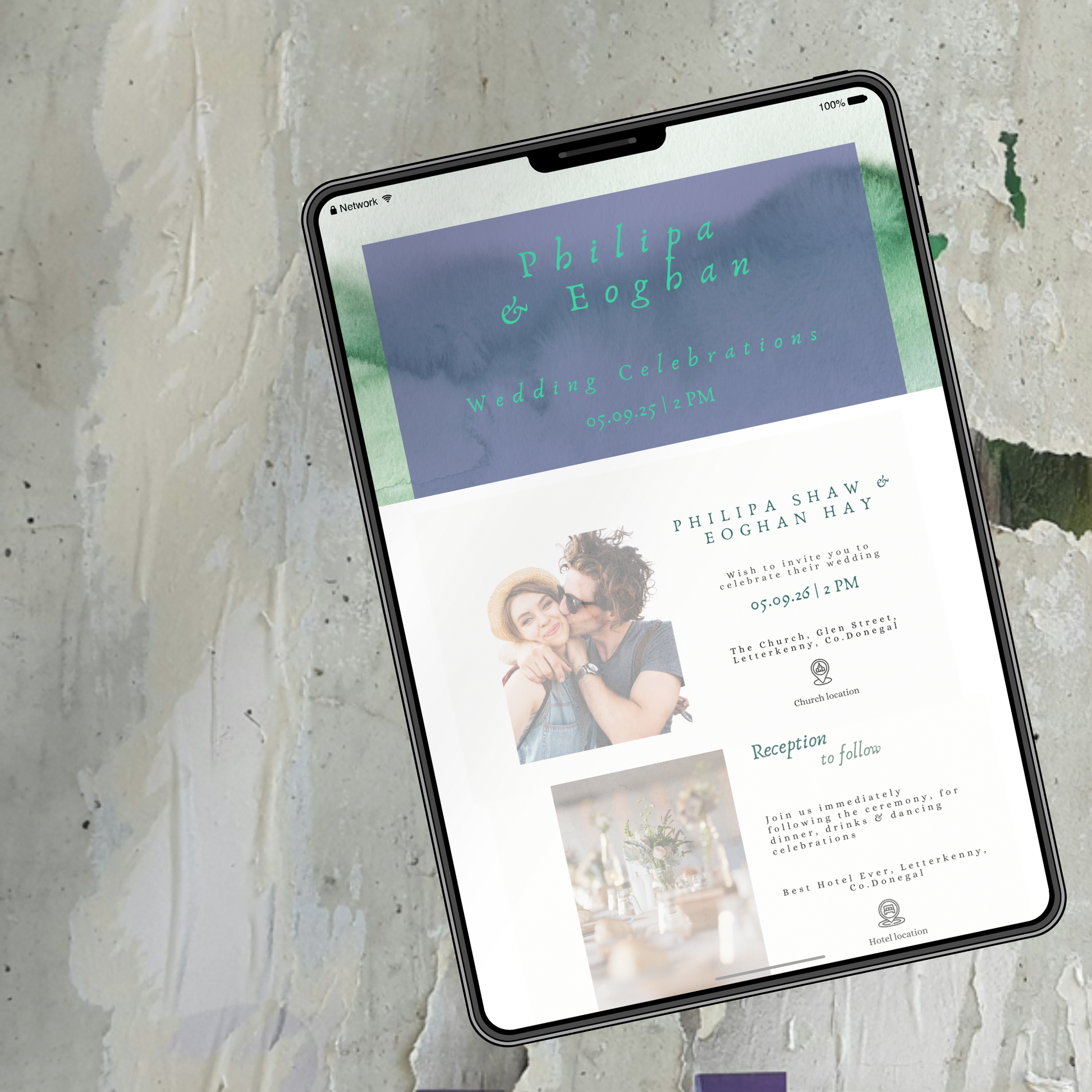 Meadow Mist Watercolour Wedding Invitation Suite – Canva Template