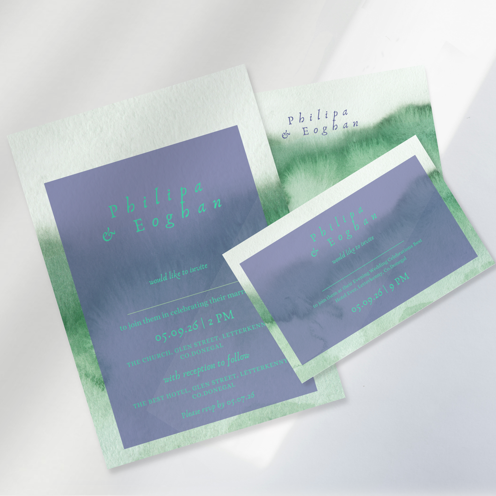 Meadow Mist Watercolour Wedding Invitation Suite – Canva Template